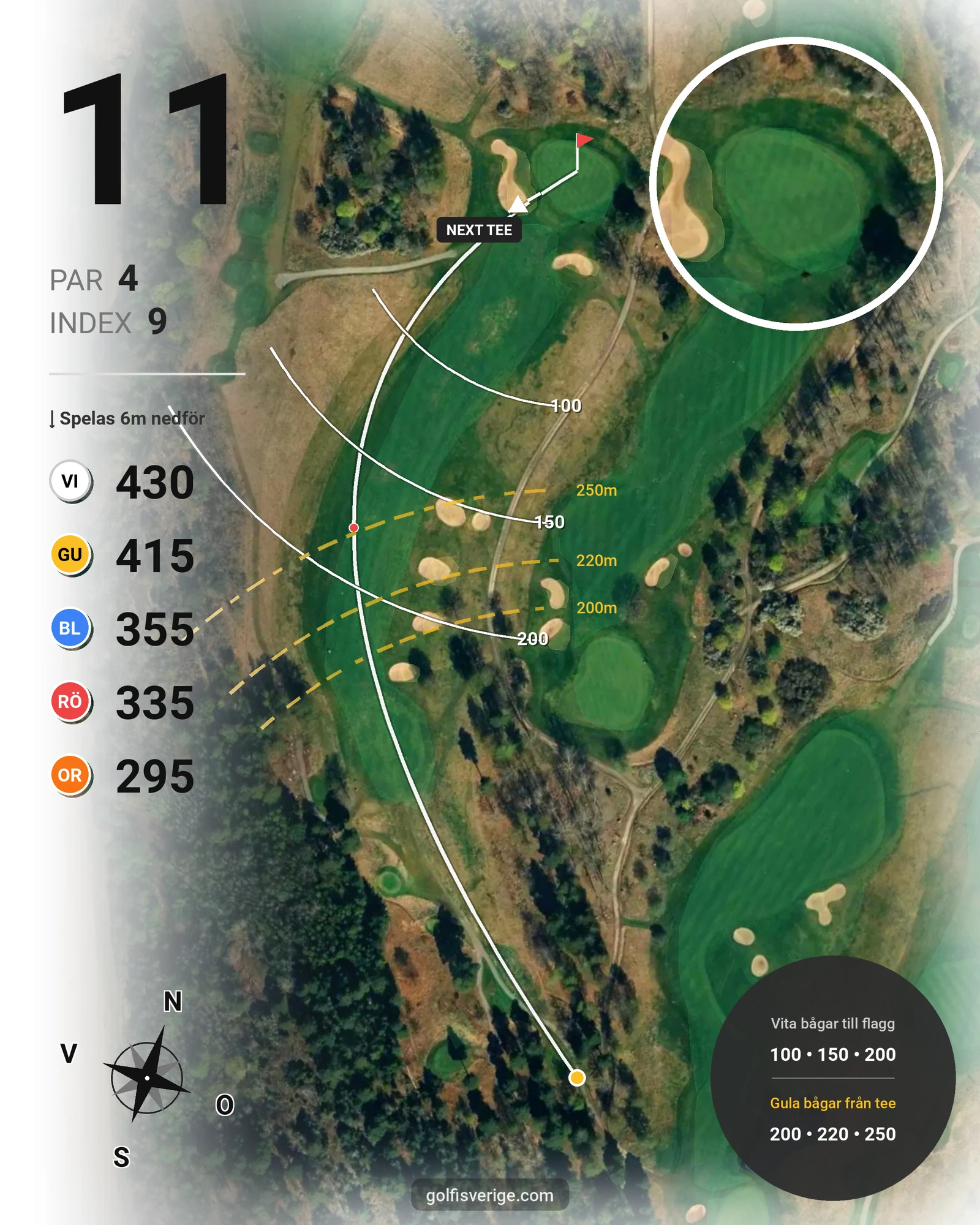 Banguide 18-hålsbanan på Bro-Bålsta Golfklubb - Hål 11 karta