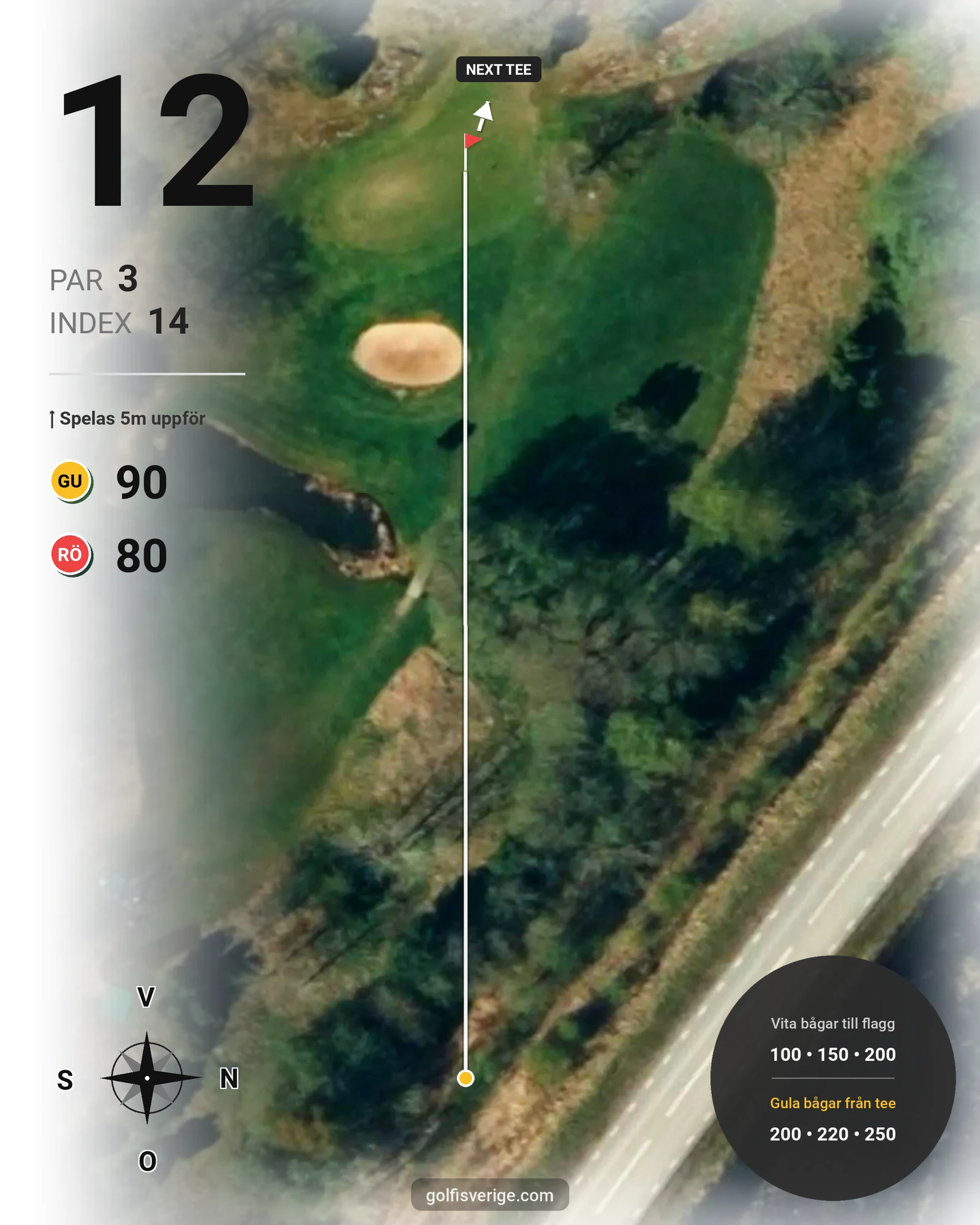 Banguide 9-hålsbanan på Bro-Bålsta Golfklubb - Hål 12 karta