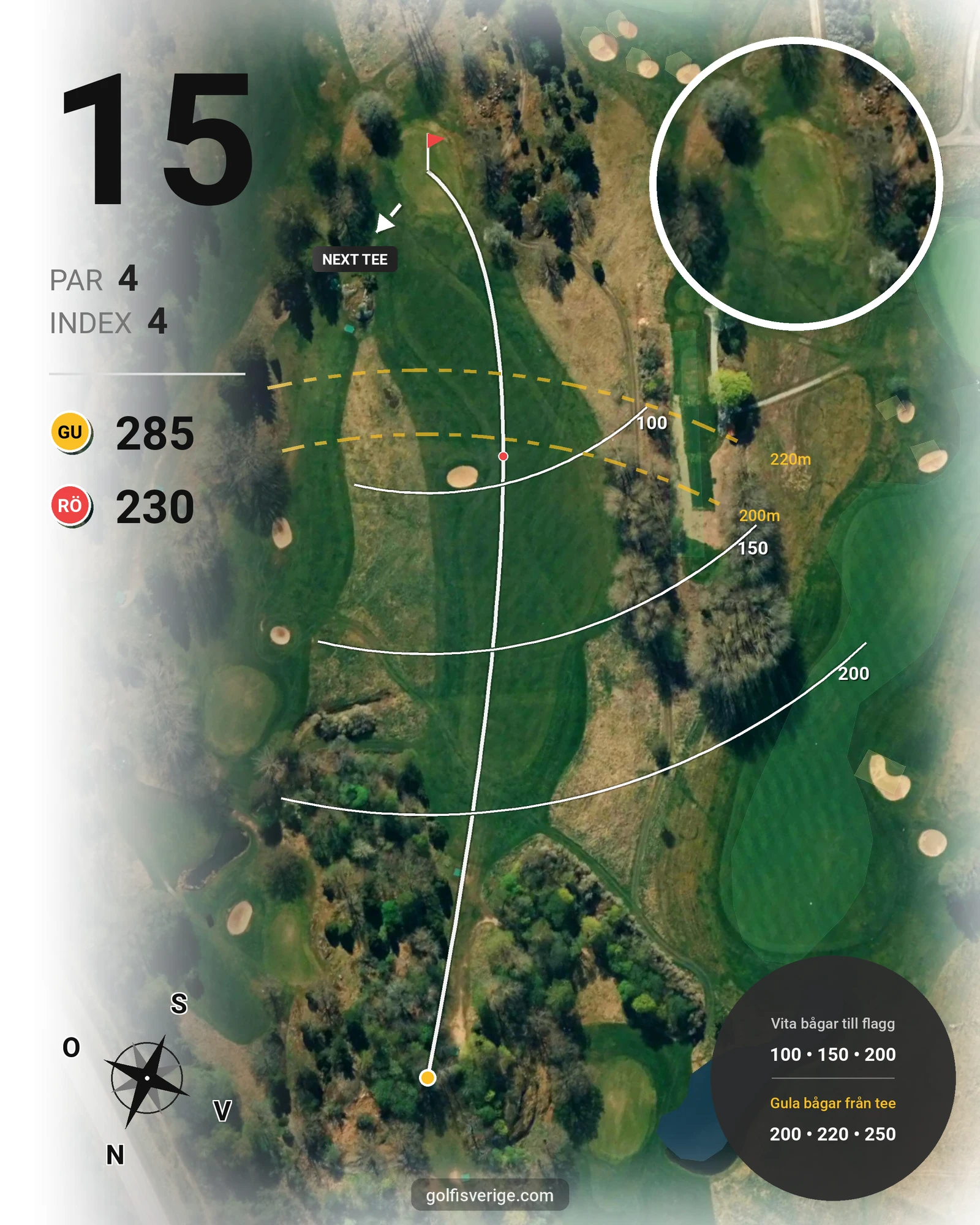 Banguide 9-hålsbanan på Bro-Bålsta Golfklubb - Hål 15 karta