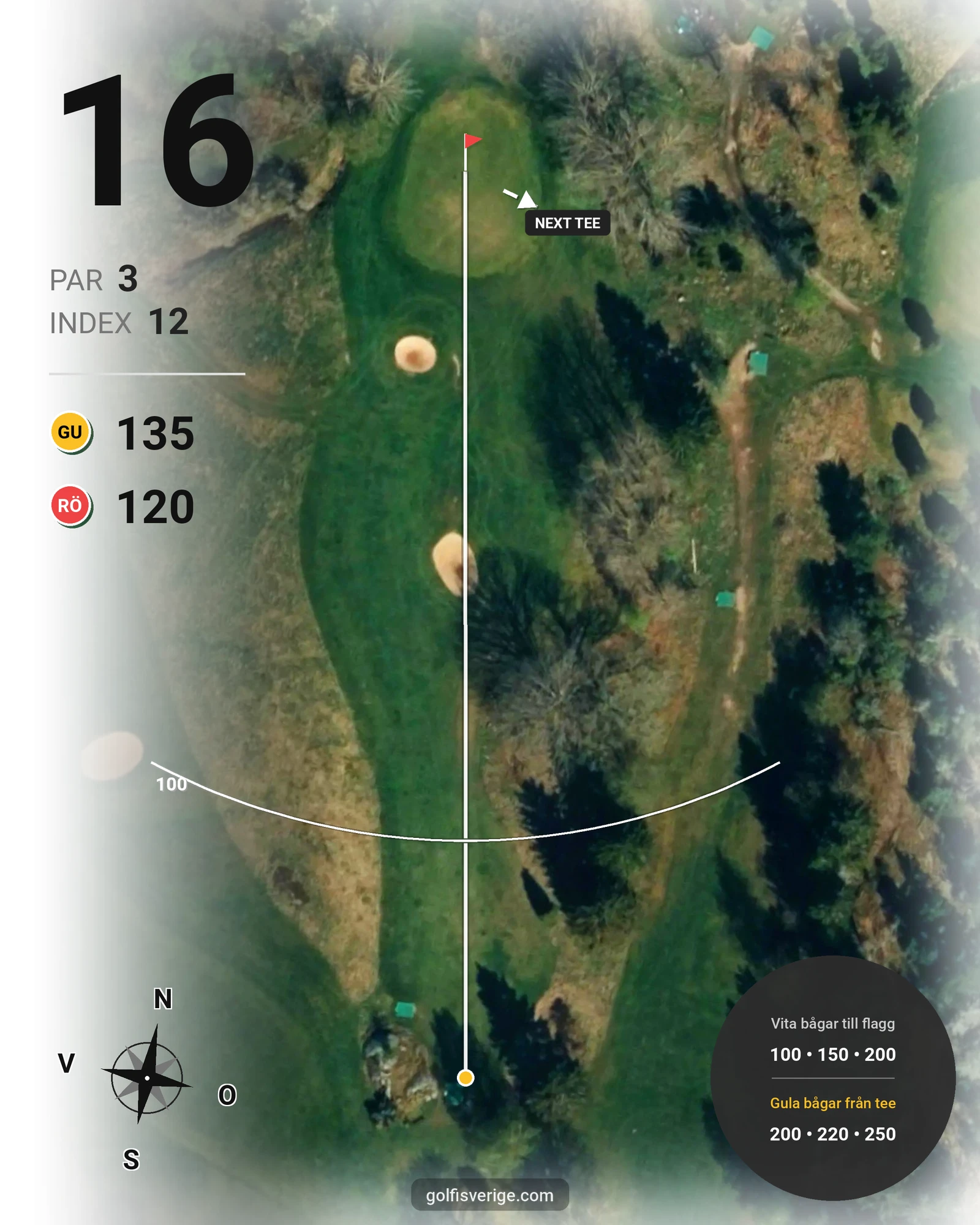 Banguide 9-hålsbanan på Bro-Bålsta Golfklubb - Hål 16 karta