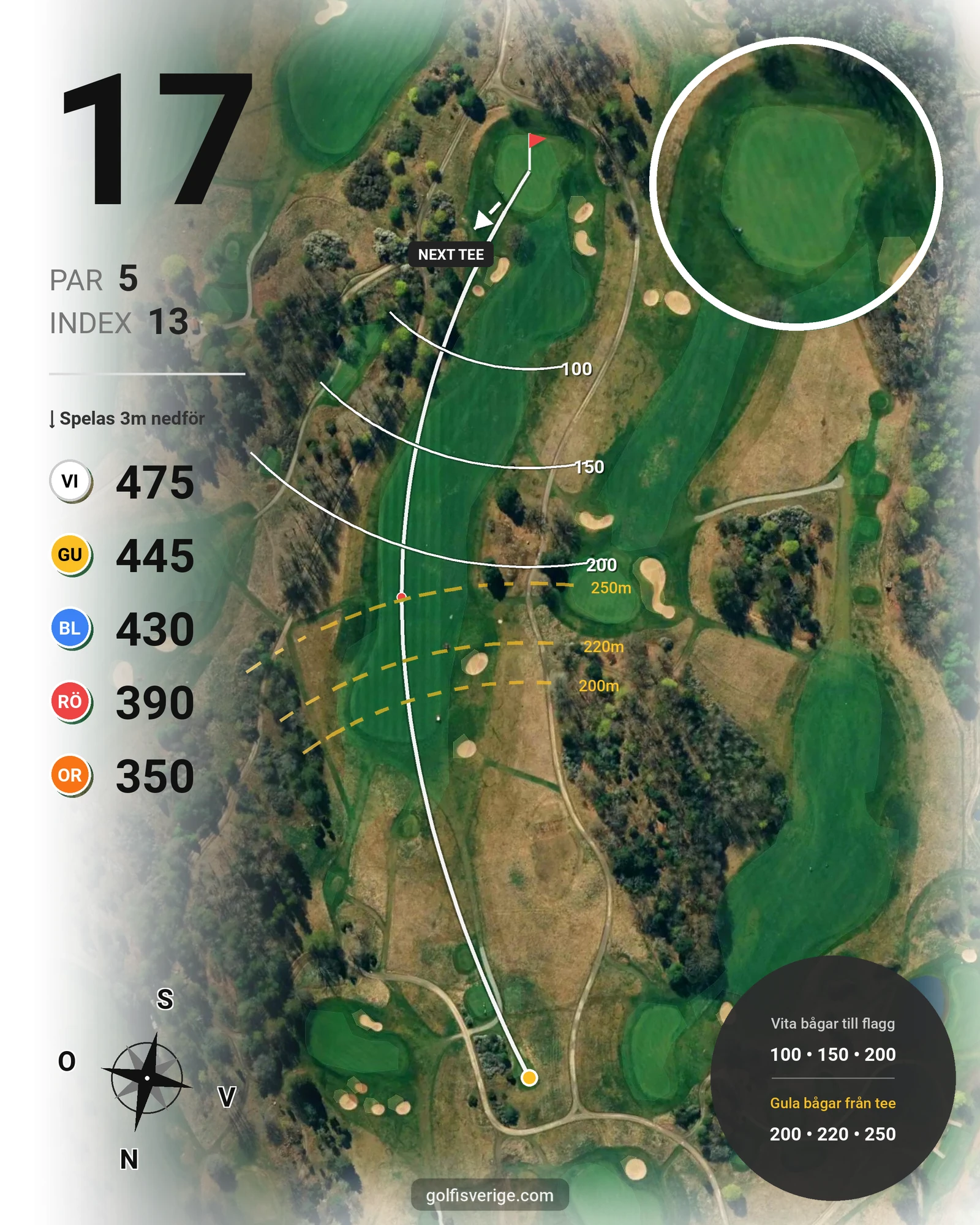 Banguide 18-hålsbanan på Bro-Bålsta Golfklubb - Hål 17 karta