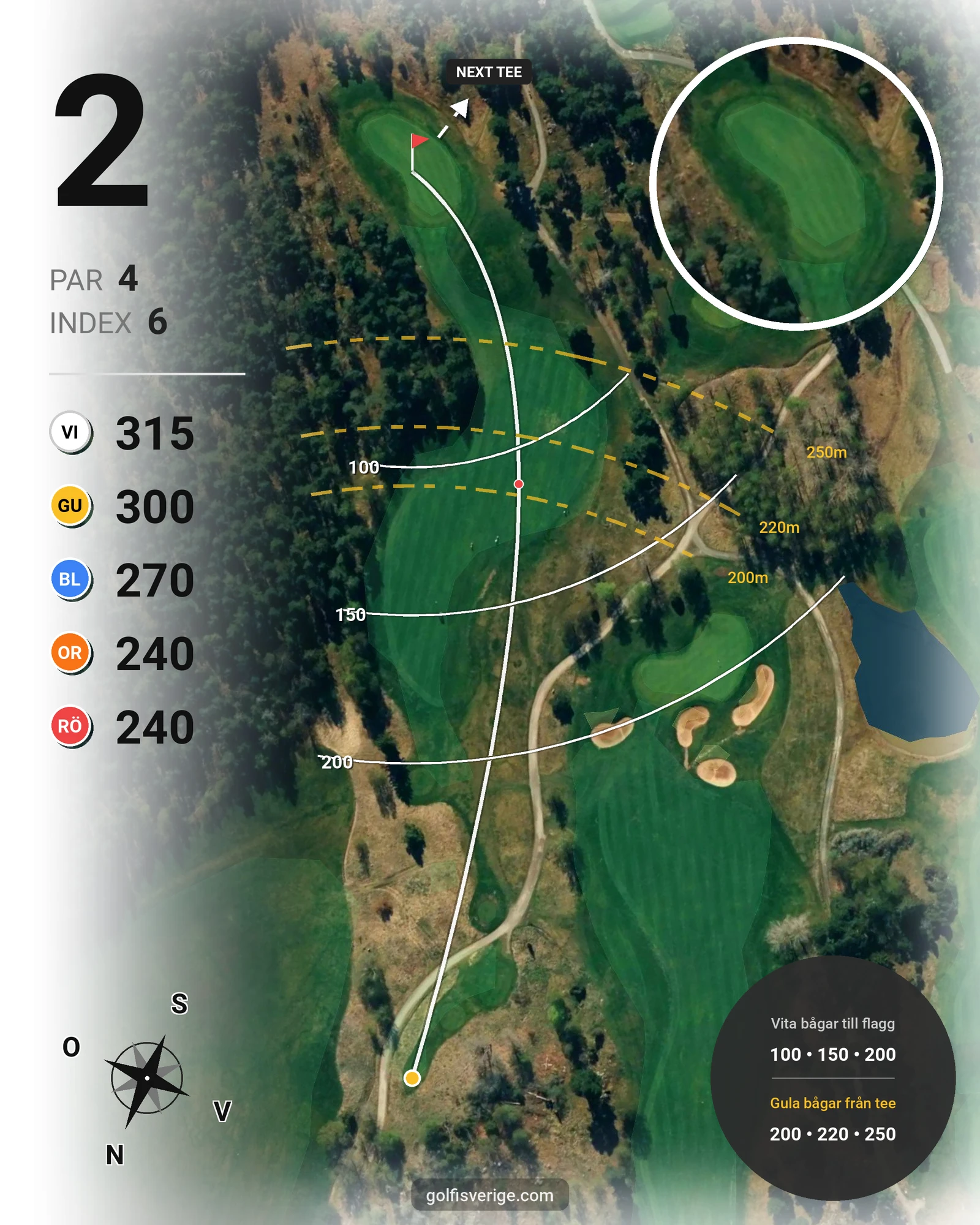 Banguide 18-hålsbanan på Bro-Bålsta Golfklubb - Hål 2 karta