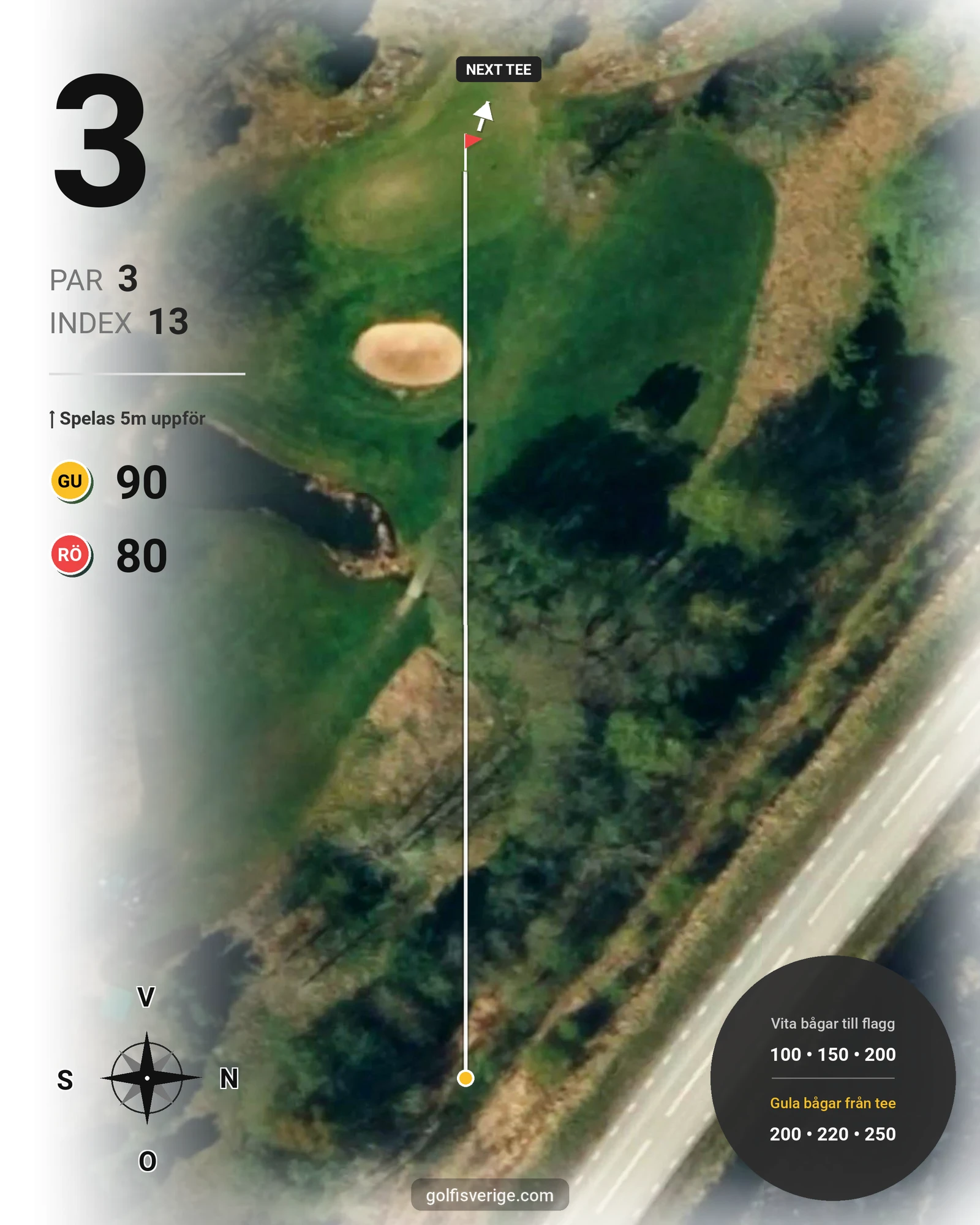 Banguide 9-hålsbanan på Bro-Bålsta Golfklubb - Hål 3 karta