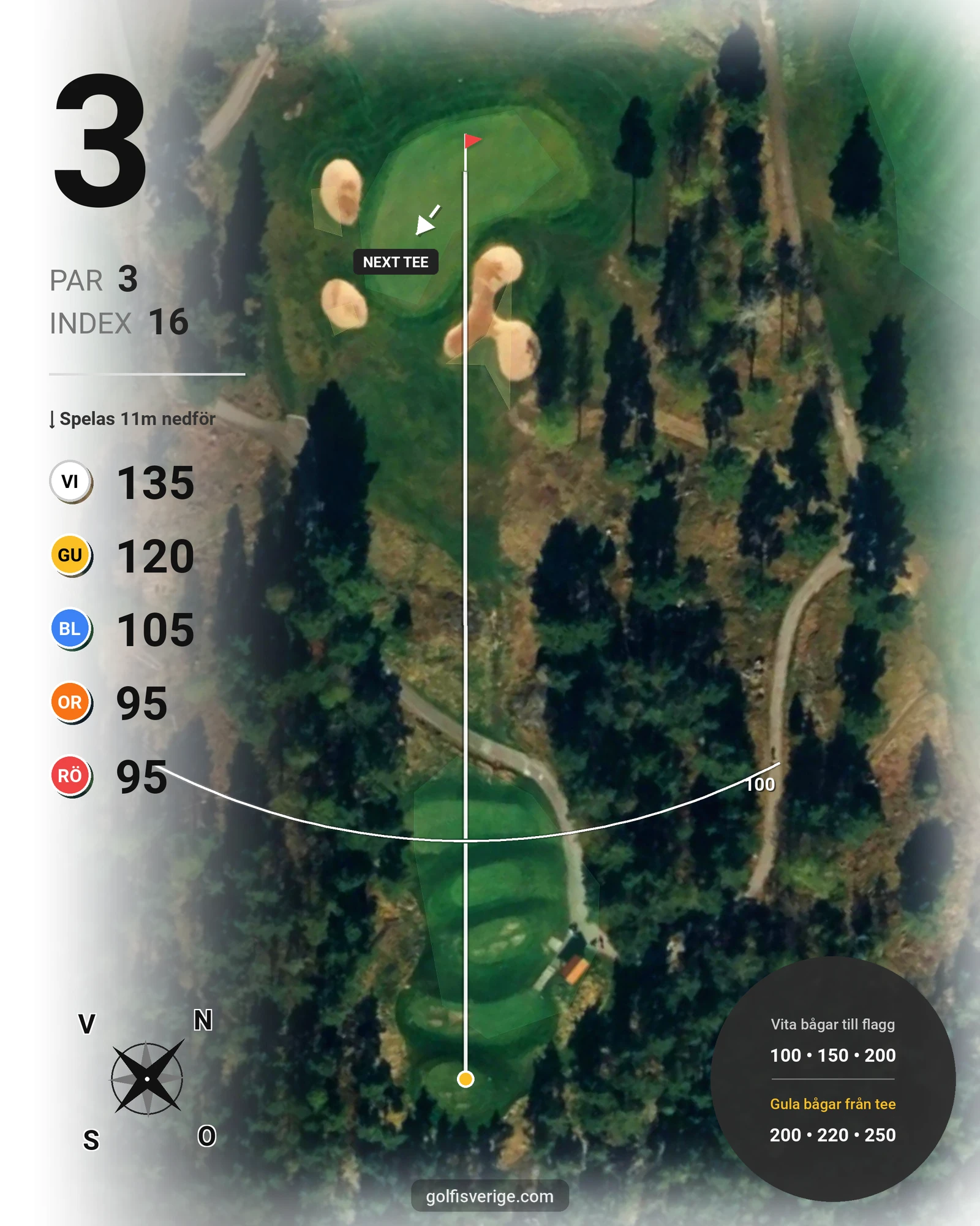 Banguide 18-hålsbanan på Bro-Bålsta Golfklubb - Hål 3 karta