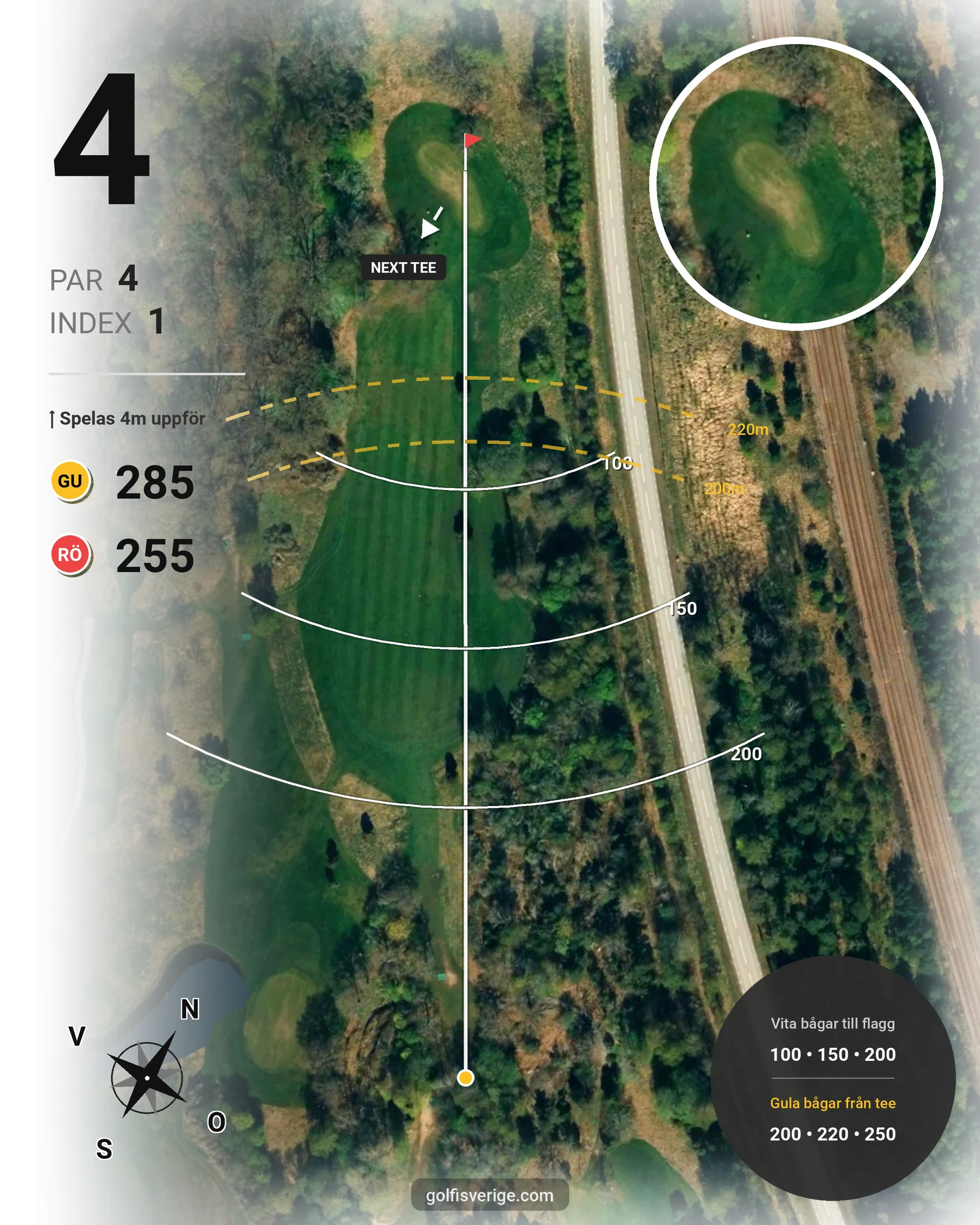 Banguide 9-hålsbanan på Bro-Bålsta Golfklubb - Hål 4 karta