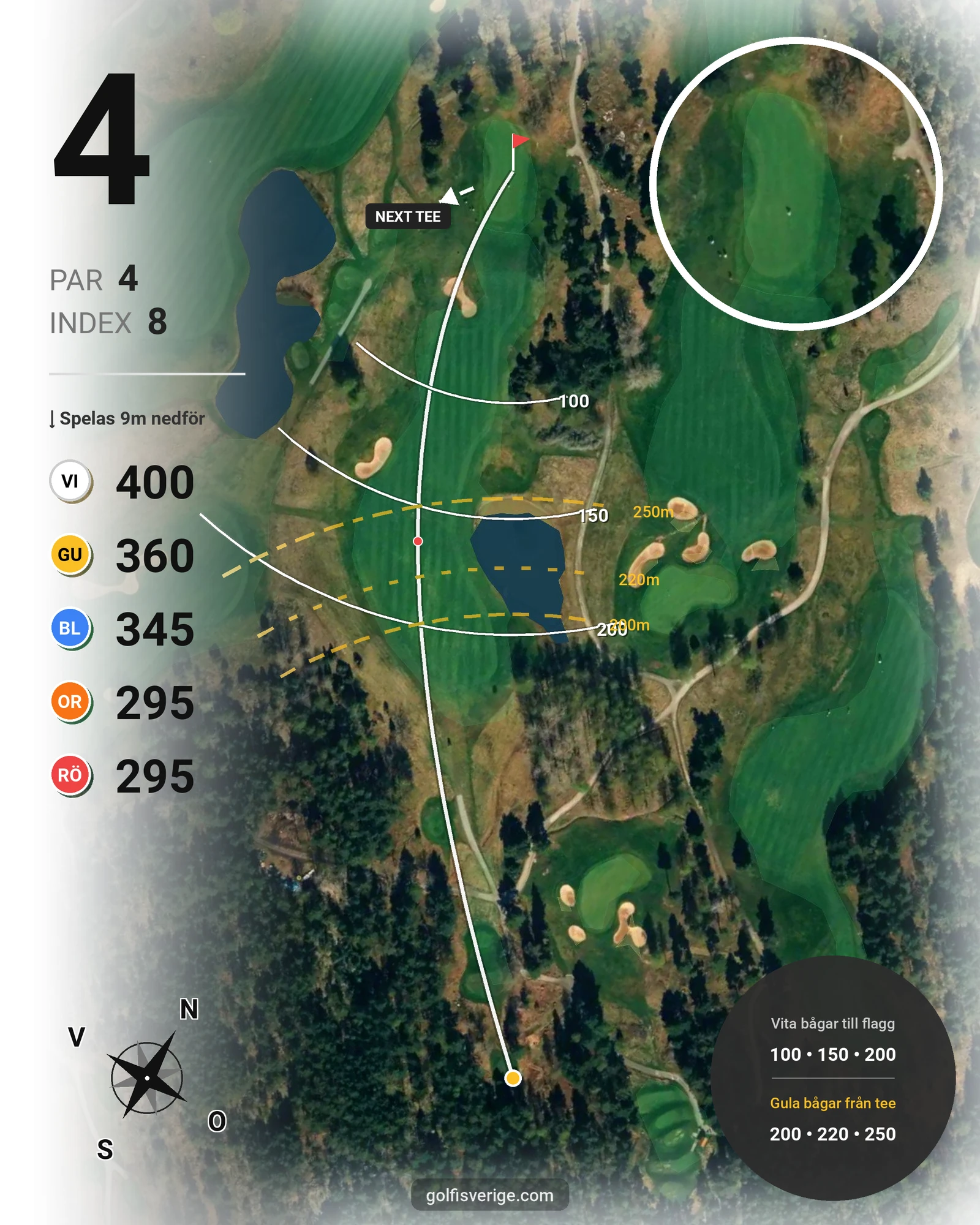 Banguide 18-hålsbanan på Bro-Bålsta Golfklubb - Hål 4 karta