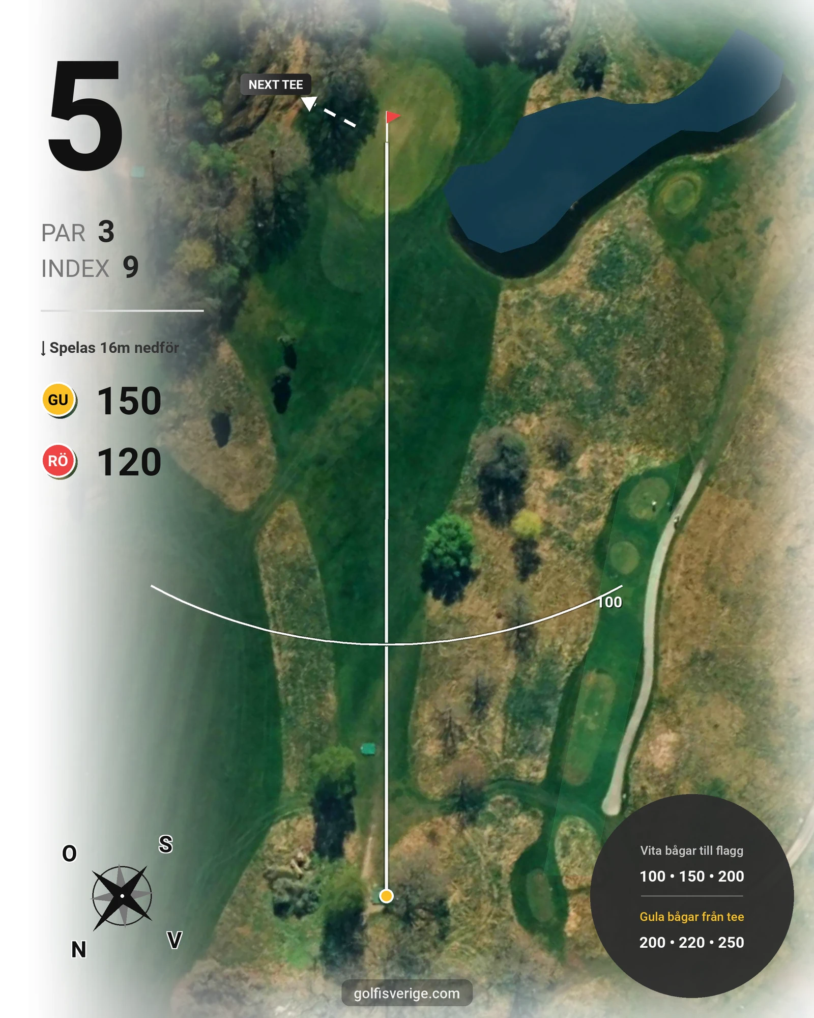 Banguide 9-hålsbanan på Bro-Bålsta Golfklubb - Hål 5 karta