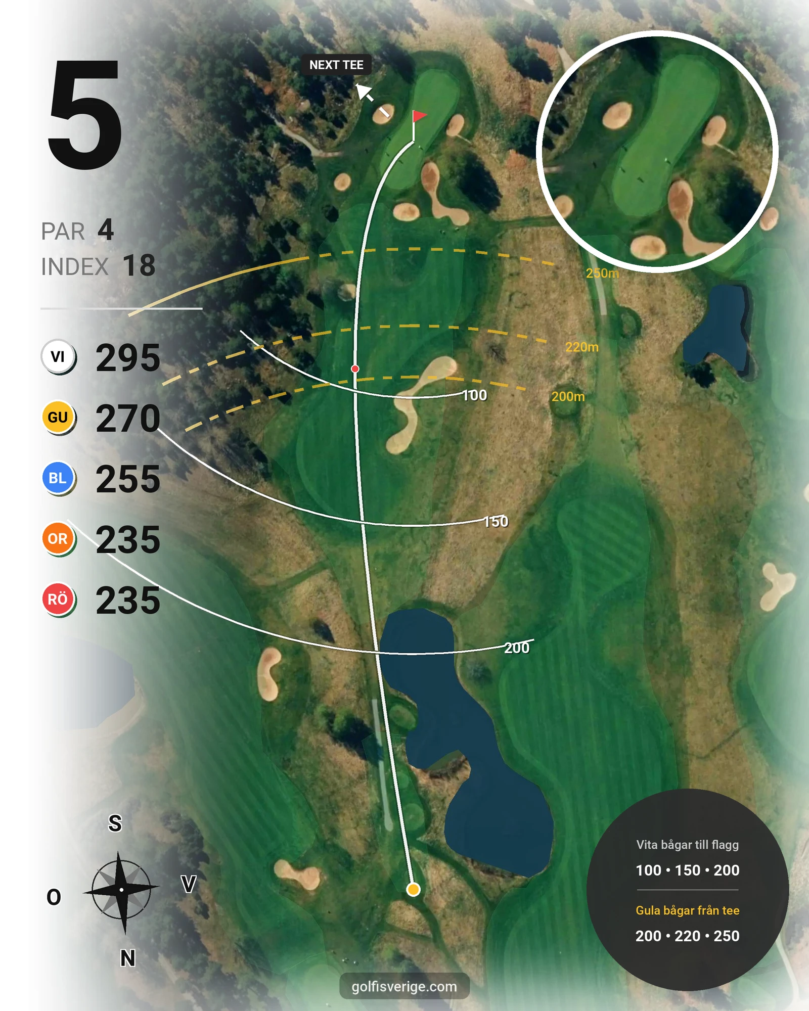 Banguide 18-hålsbanan på Bro-Bålsta Golfklubb - Hål 5 karta