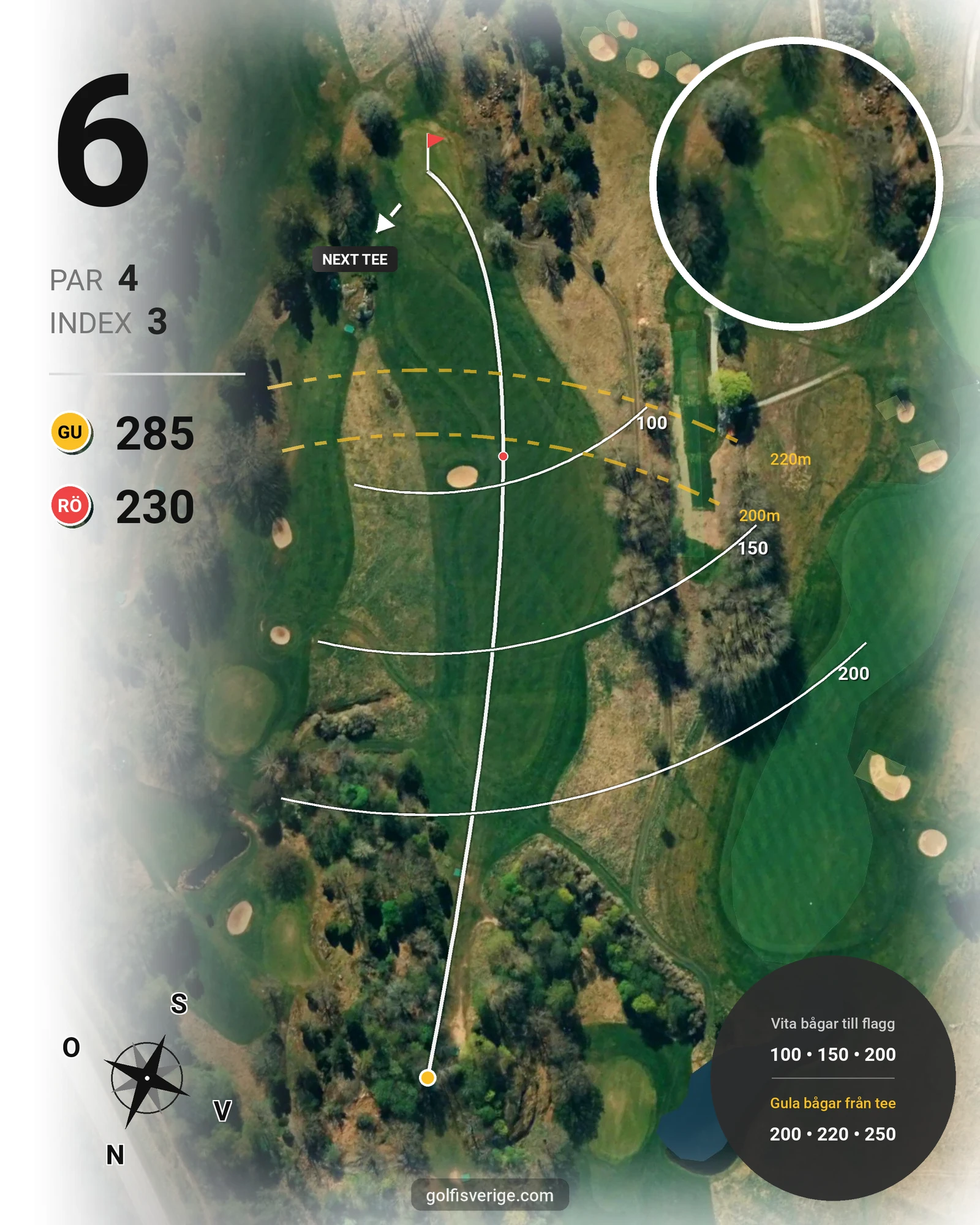 Banguide 9-hålsbanan på Bro-Bålsta Golfklubb - Hål 6 karta