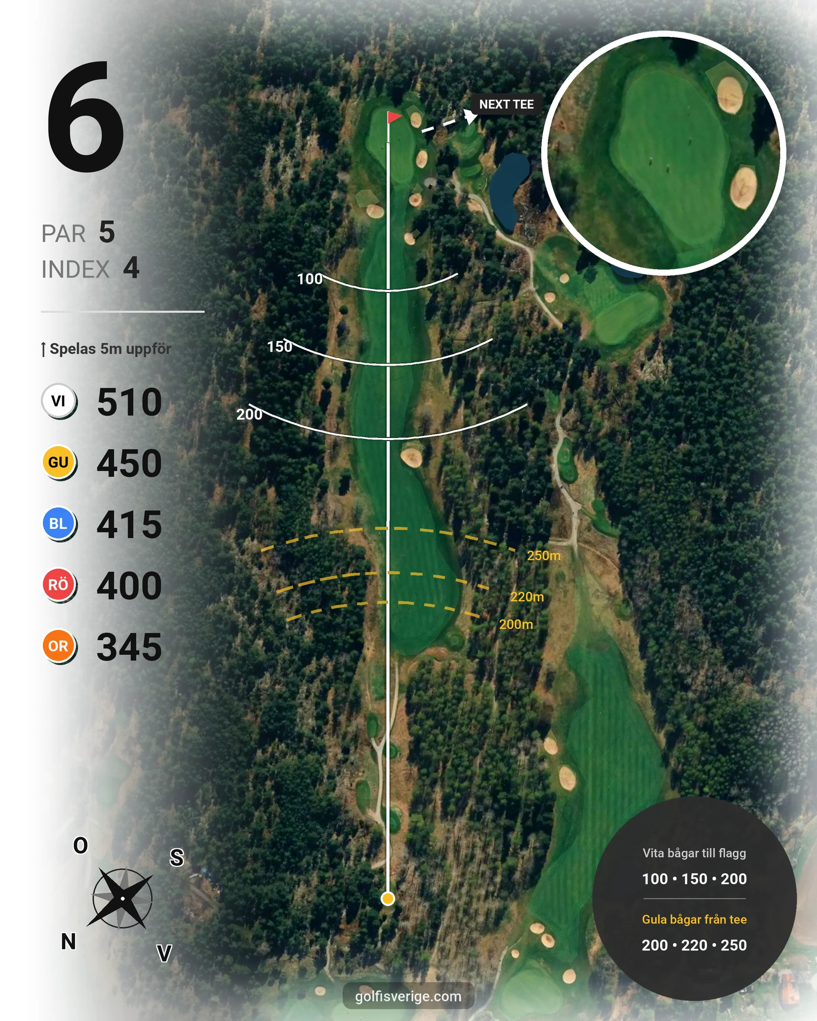 Banguide 18-hålsbanan på Bro-Bålsta Golfklubb - Hål 6 karta