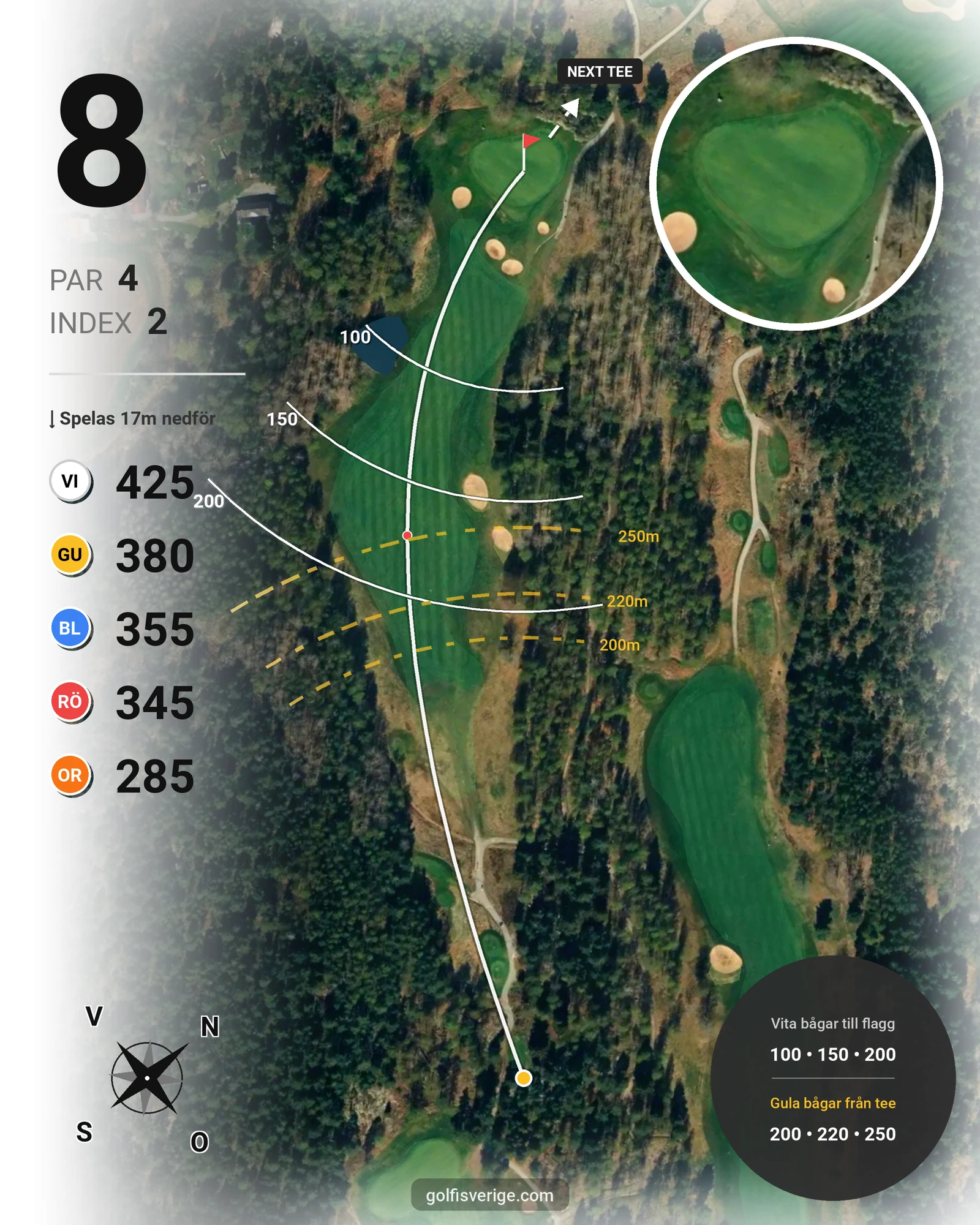 Banguide 18-hålsbanan på Bro-Bålsta Golfklubb - Hål 8 karta