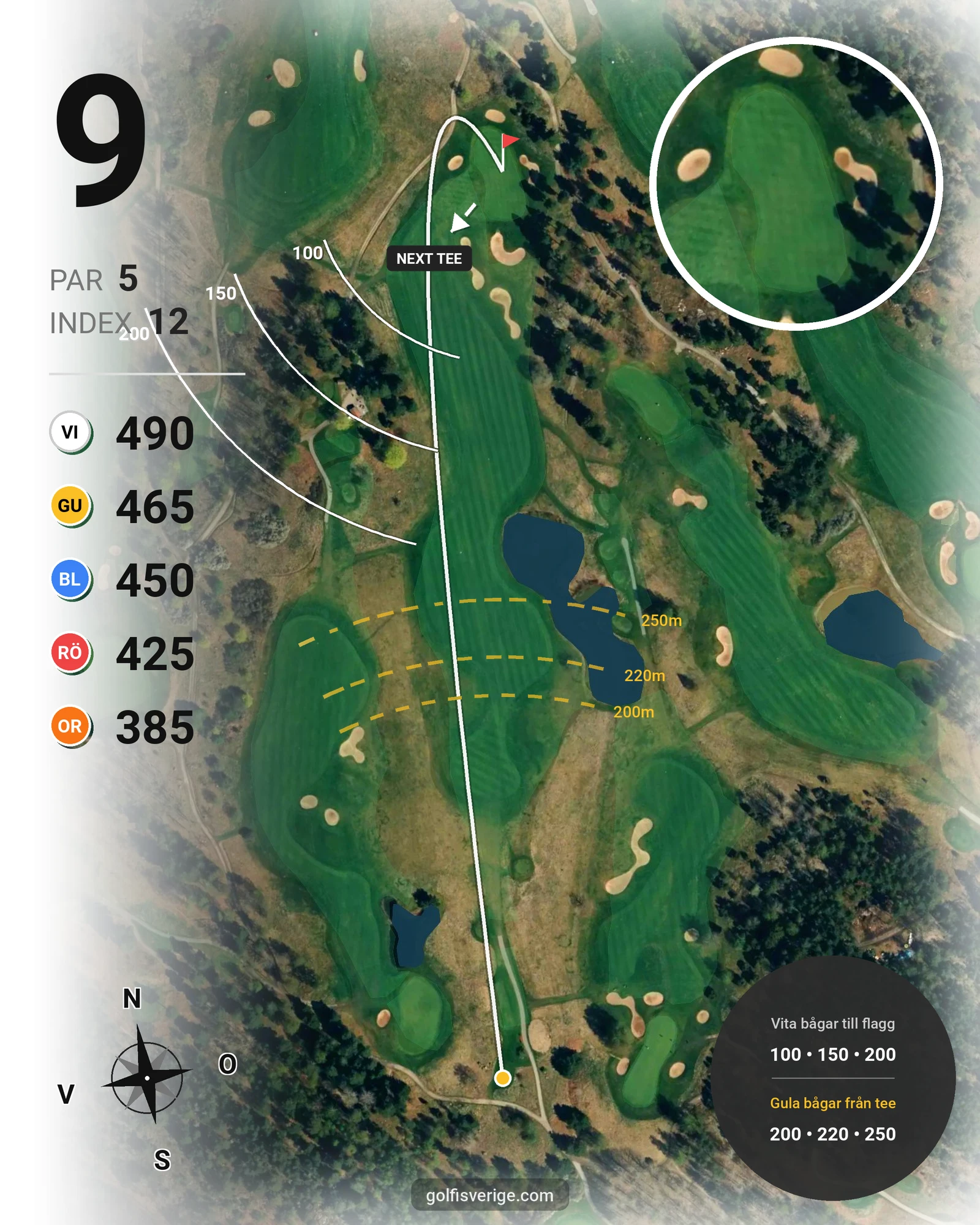 Banguide 18-hålsbanan på Bro-Bålsta Golfklubb - Hål 9 karta