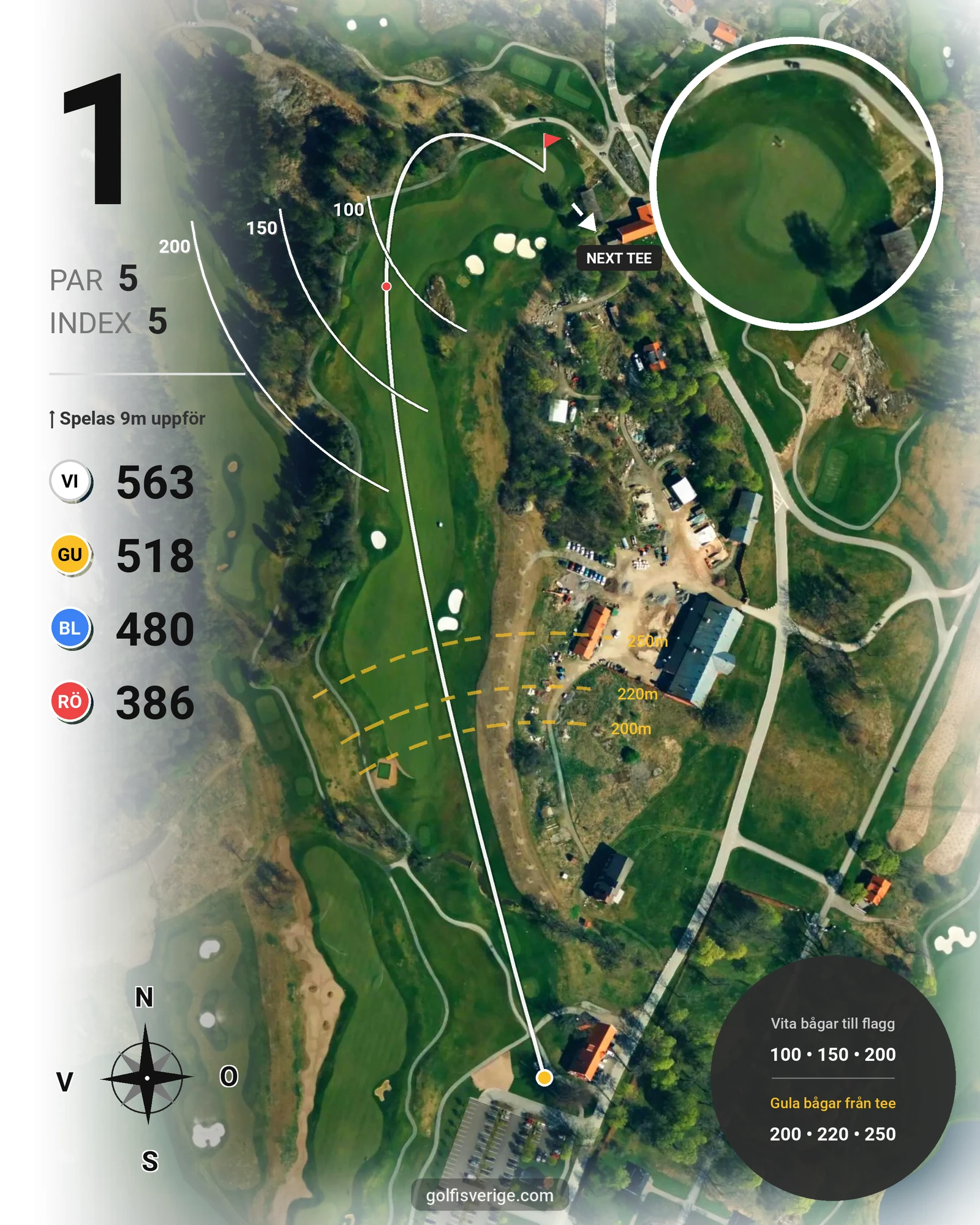 Banguide THE CASTLE COURSE på Bro Hof Slott Golf Club - Hål 1 karta
