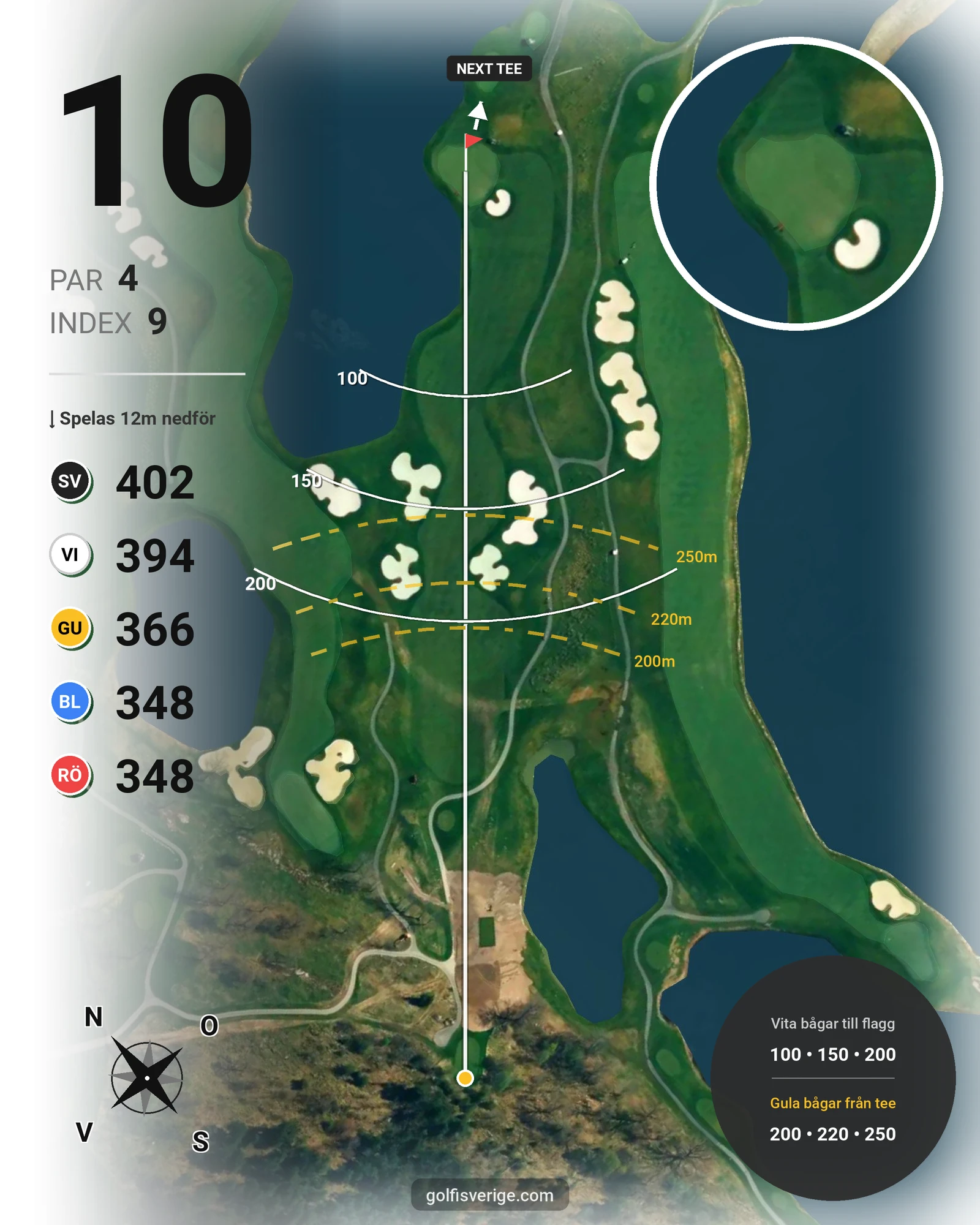 Banguide THE STADIUM COURSE på Bro Hof Slott Golf Club - Hål 10 karta