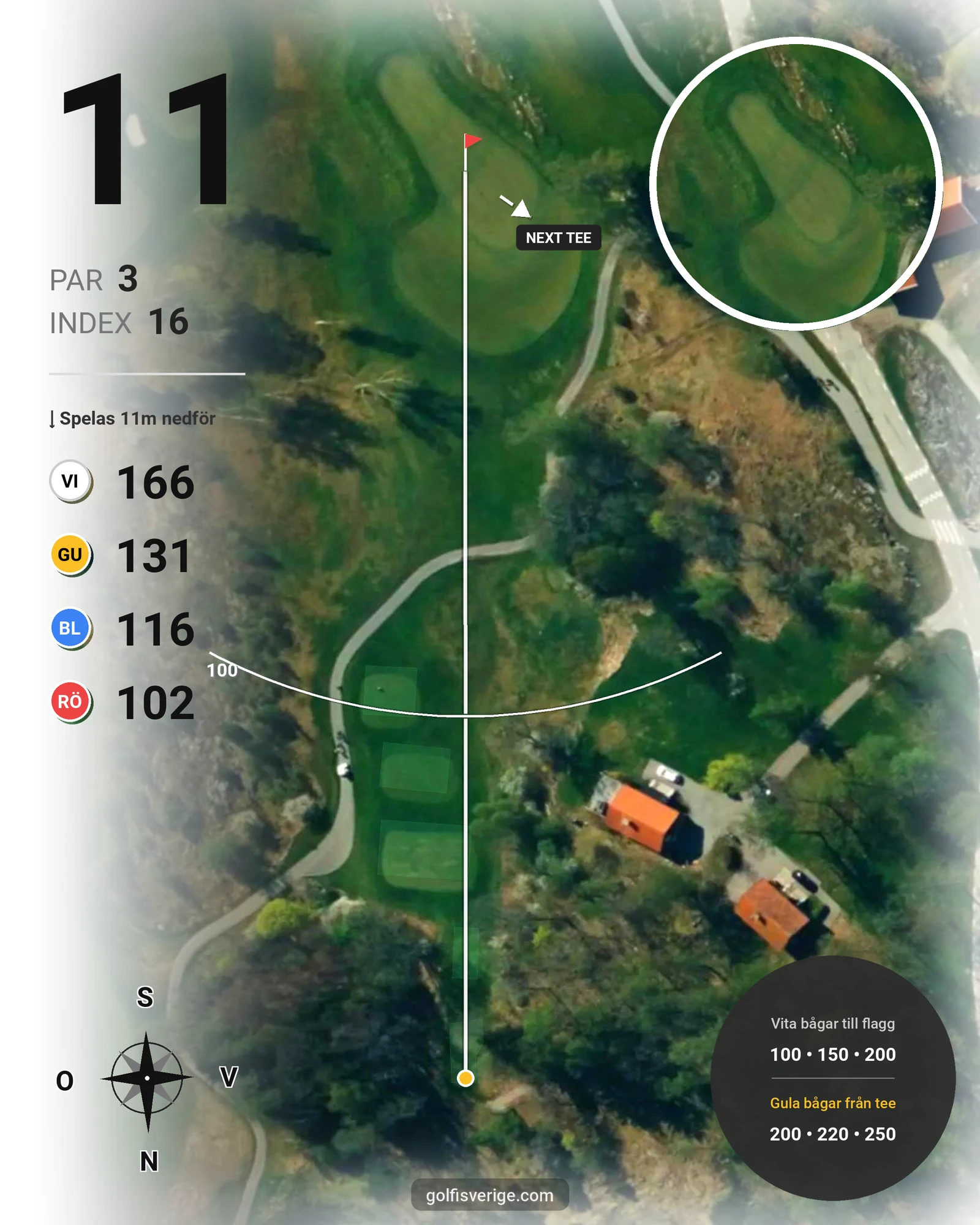 Banguide THE CASTLE COURSE på Bro Hof Slott Golf Club - Hål 11 karta