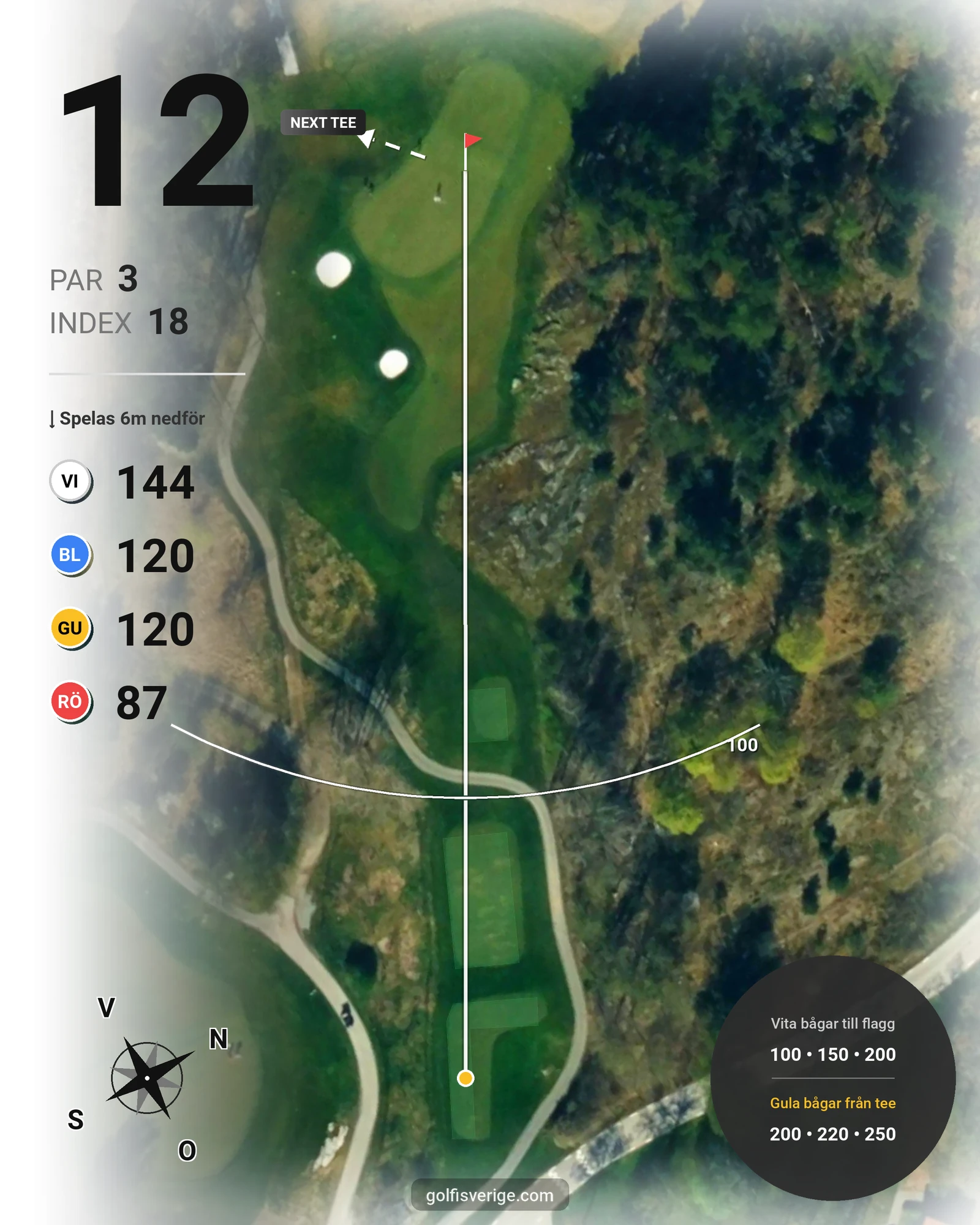 Banguide THE CASTLE COURSE på Bro Hof Slott Golf Club - Hål 12 karta