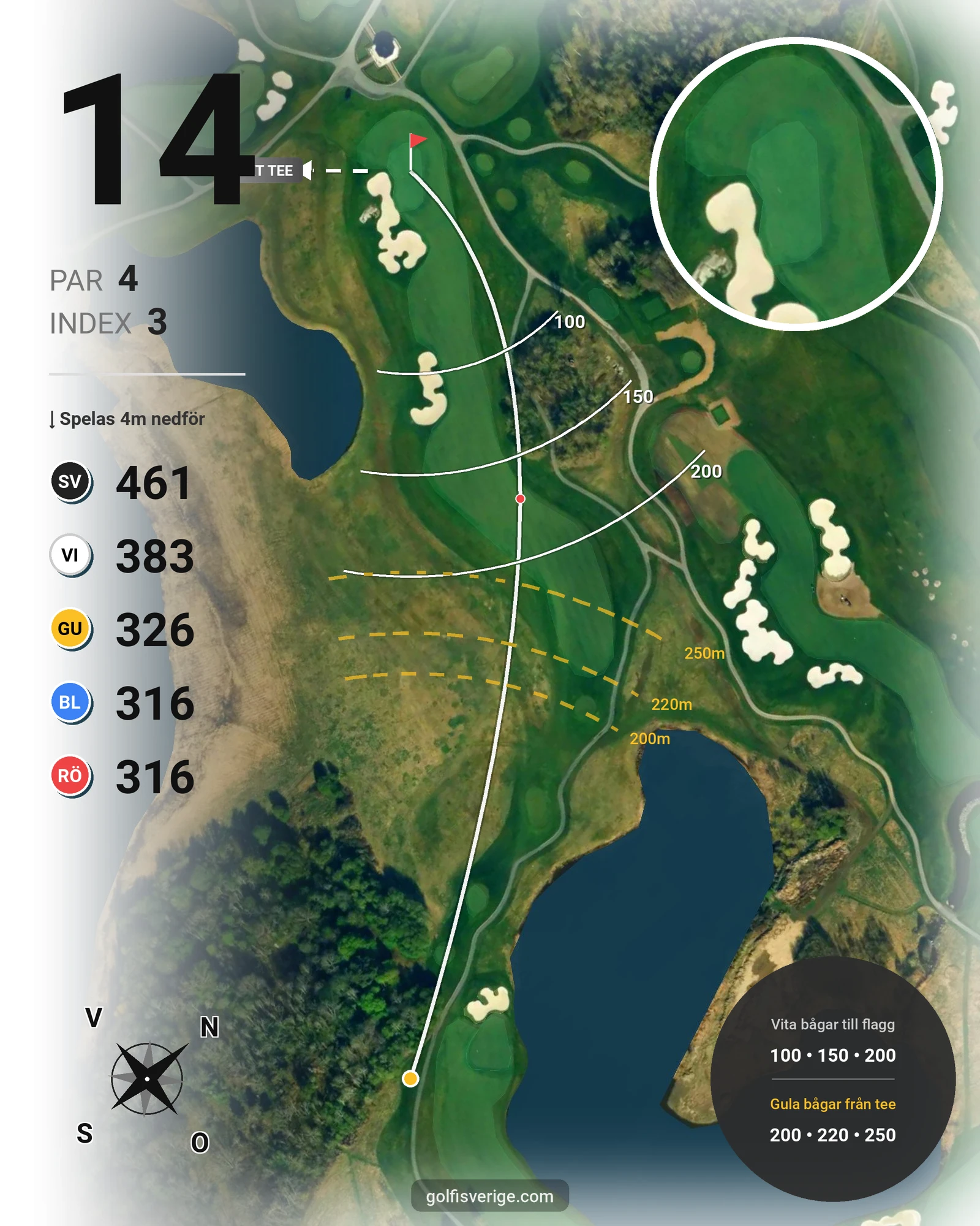 Banguide THE STADIUM COURSE på Bro Hof Slott Golf Club - Hål 14 karta