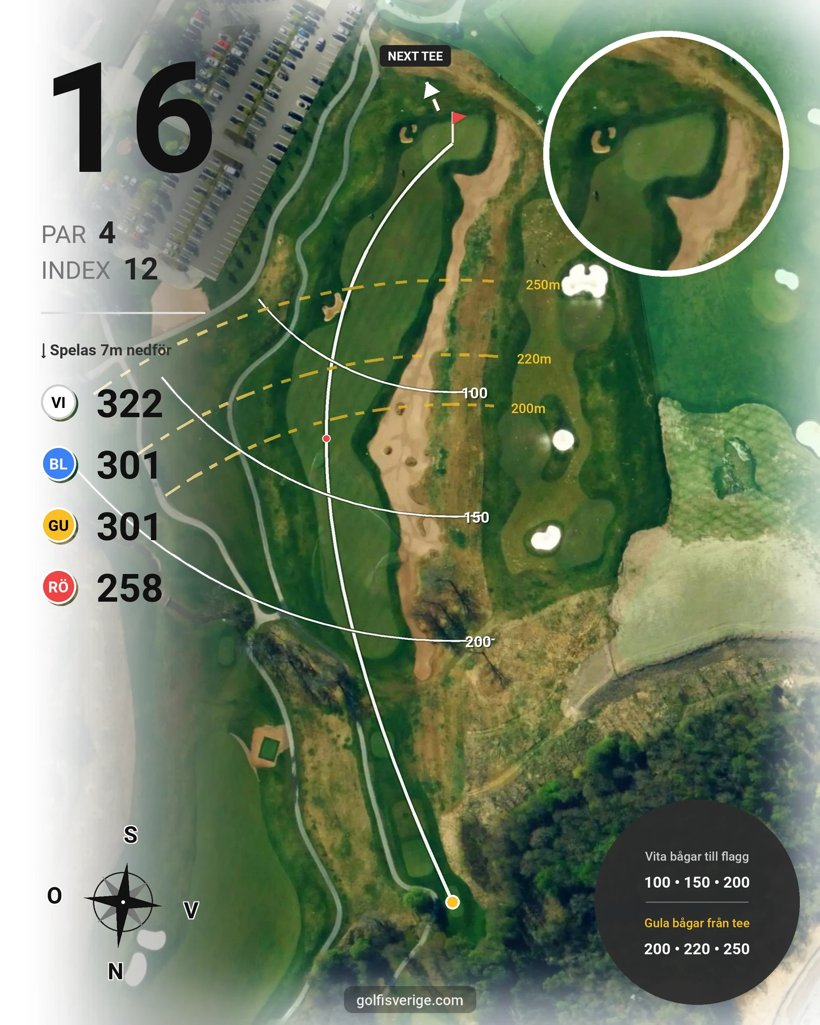 Banguide THE CASTLE COURSE på Bro Hof Slott Golf Club - Hål 16 karta