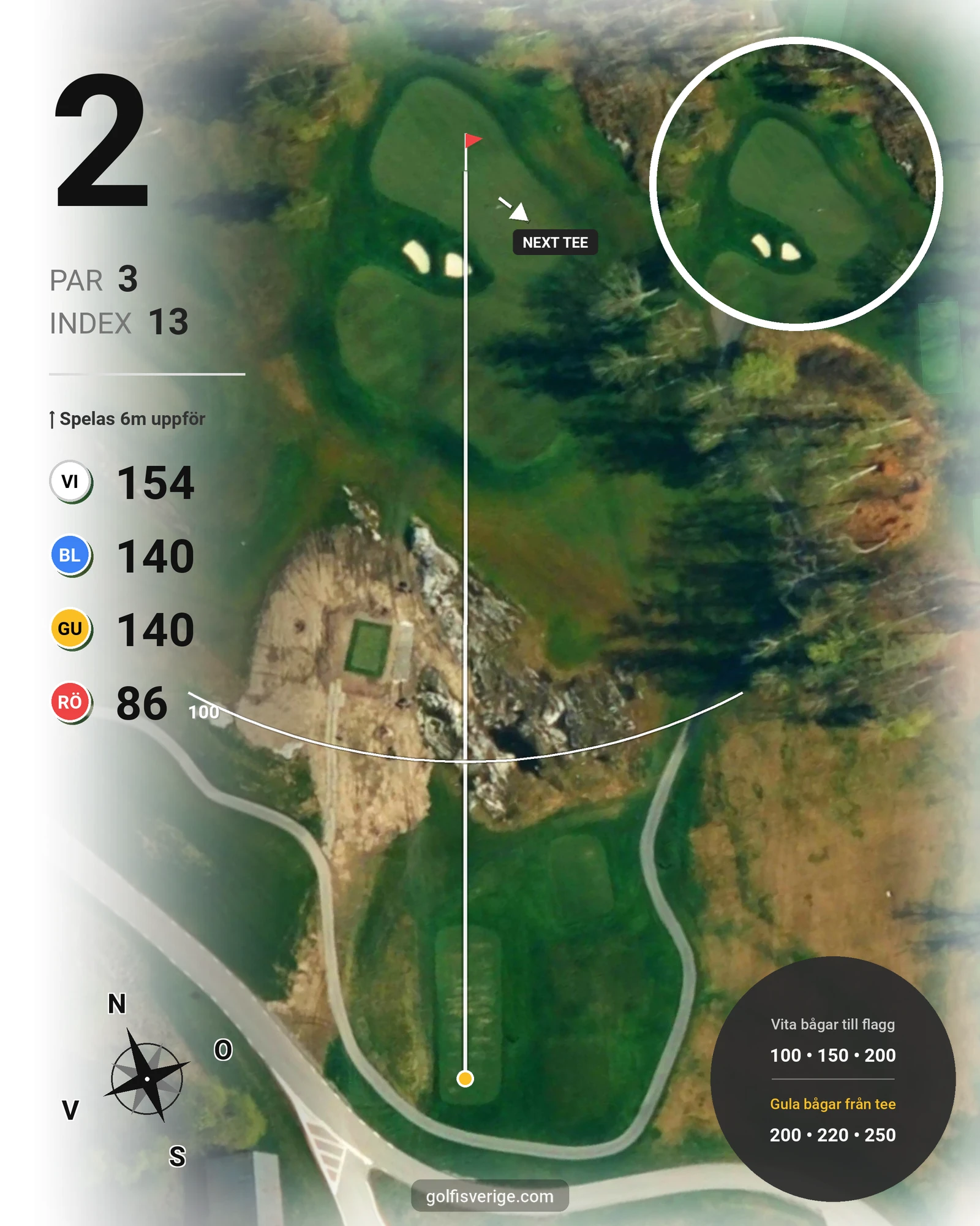 Banguide THE CASTLE COURSE på Bro Hof Slott Golf Club - Hål 2 karta