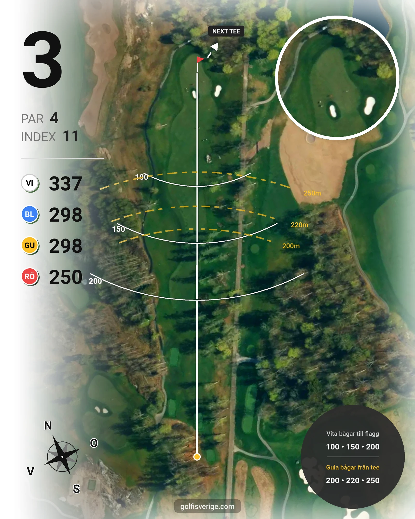 Banguide THE CASTLE COURSE på Bro Hof Slott Golf Club - Hål 3 karta