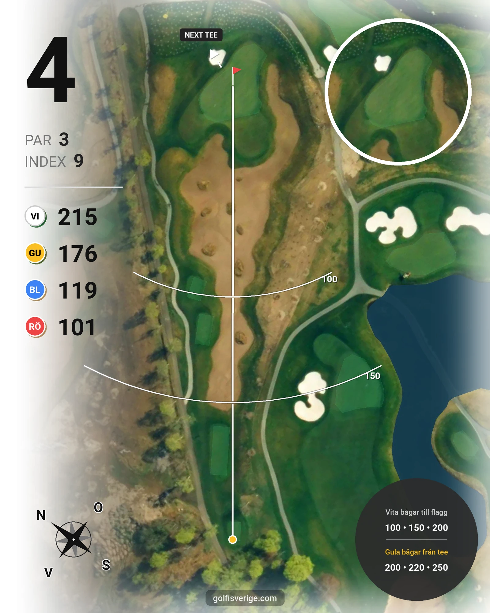 Banguide THE CASTLE COURSE på Bro Hof Slott Golf Club - Hål 4 karta