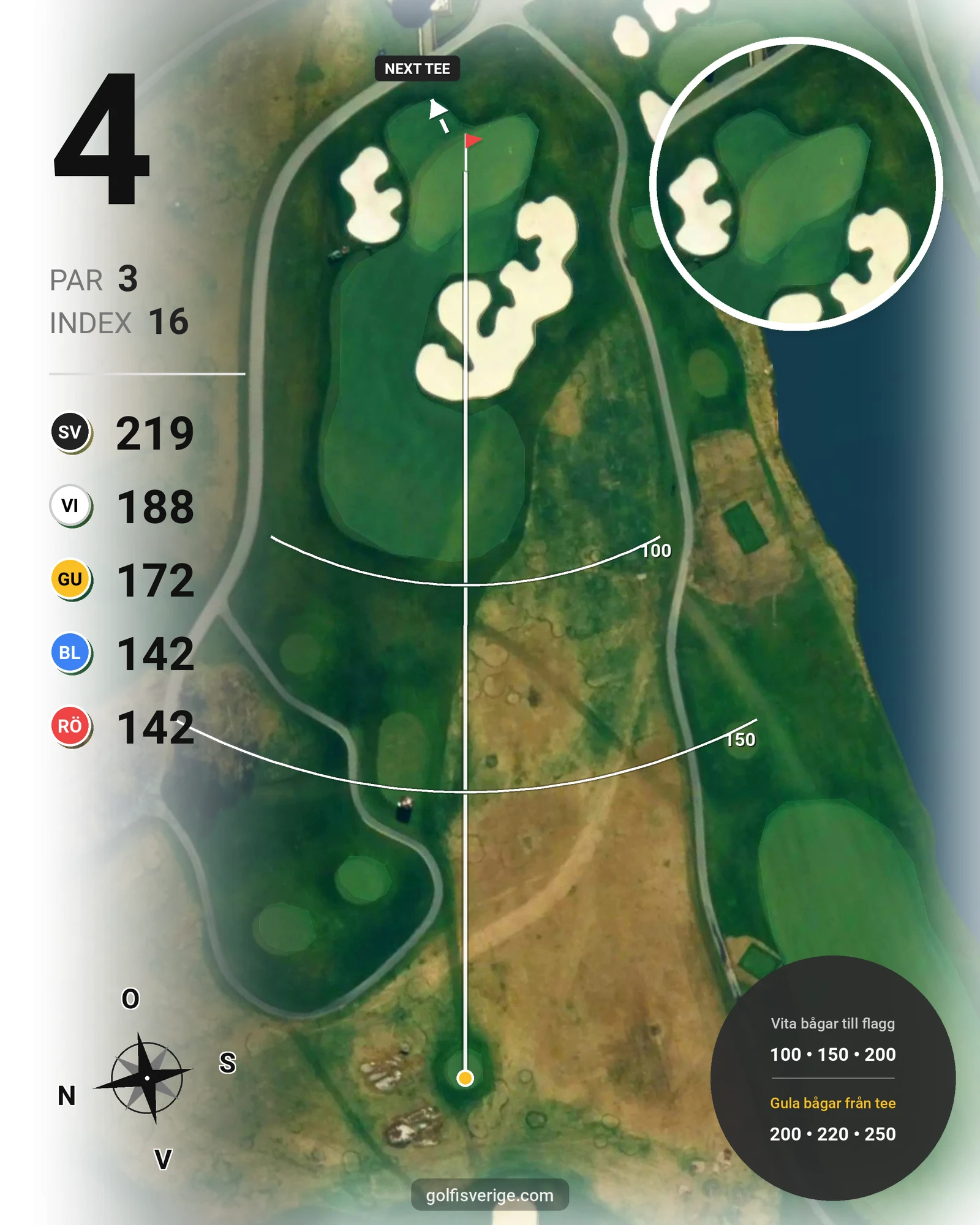 Banguide THE STADIUM COURSE på Bro Hof Slott Golf Club - Hål 4 karta