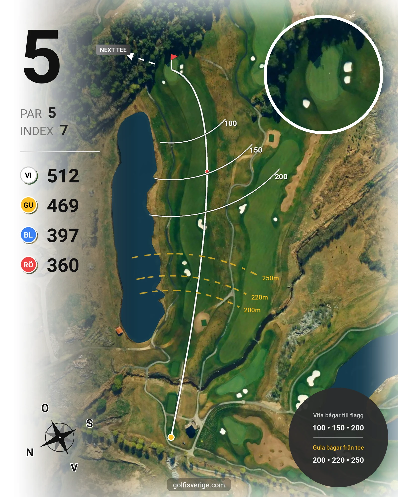 Banguide THE CASTLE COURSE på Bro Hof Slott Golf Club - Hål 5 karta