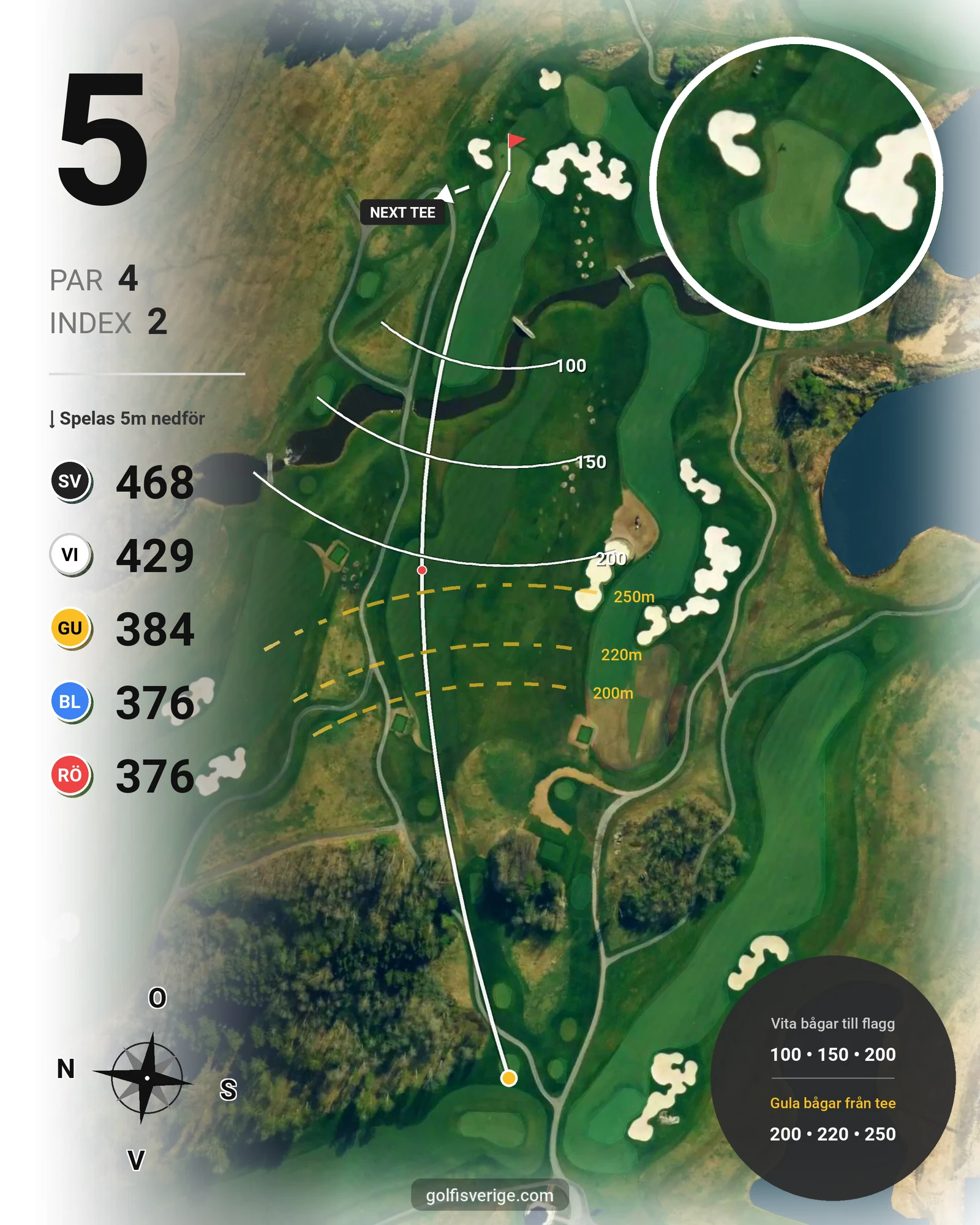 Banguide THE STADIUM COURSE på Bro Hof Slott Golf Club - Hål 5 karta