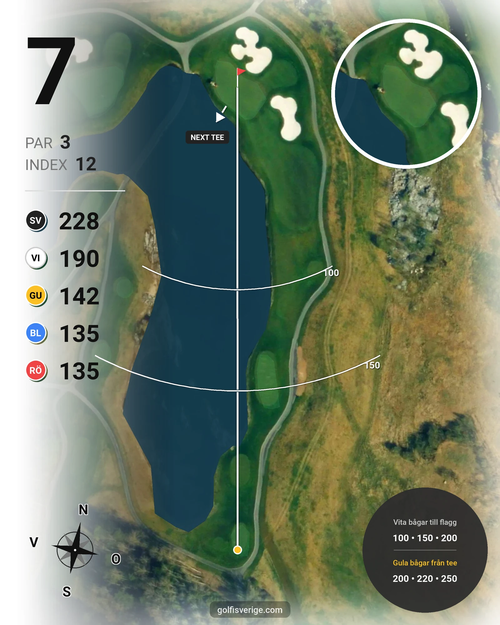 Banguide THE STADIUM COURSE på Bro Hof Slott Golf Club - Hål 7 karta