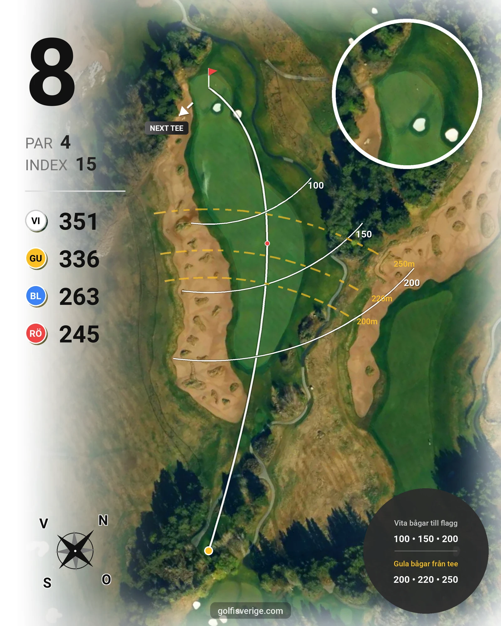 Banguide THE CASTLE COURSE på Bro Hof Slott Golf Club - Hål 8 karta
