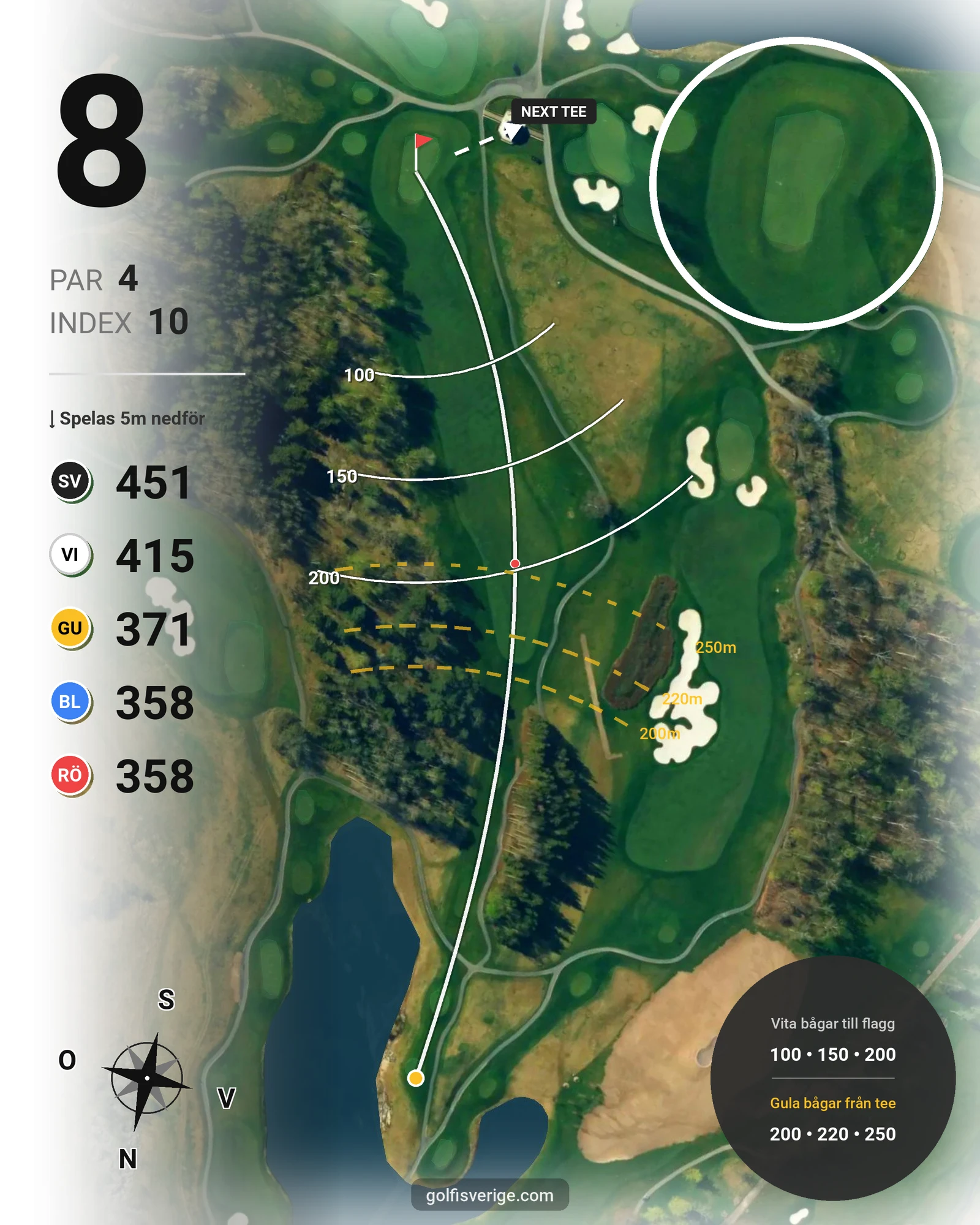 Banguide THE STADIUM COURSE på Bro Hof Slott Golf Club - Hål 8 karta