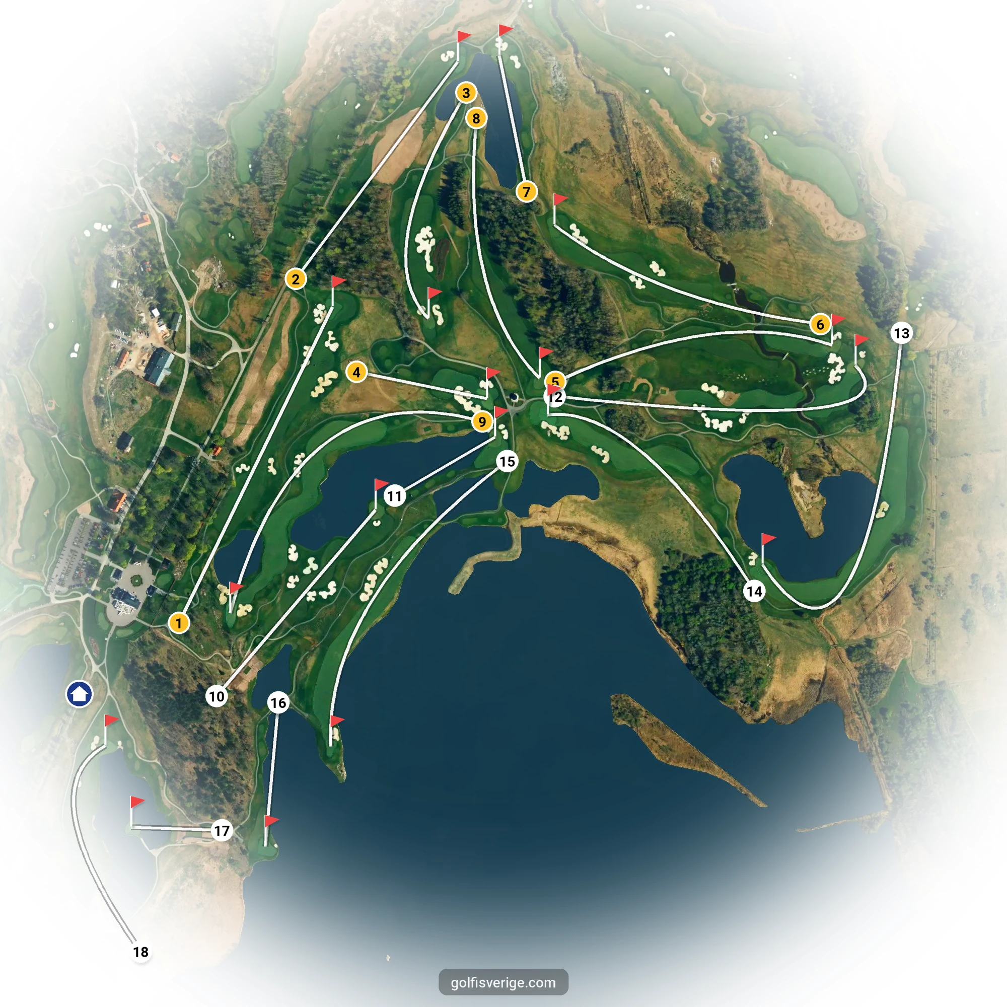 Banguide för THE STADIUM COURSE på Bro Hof Slott Golf Club