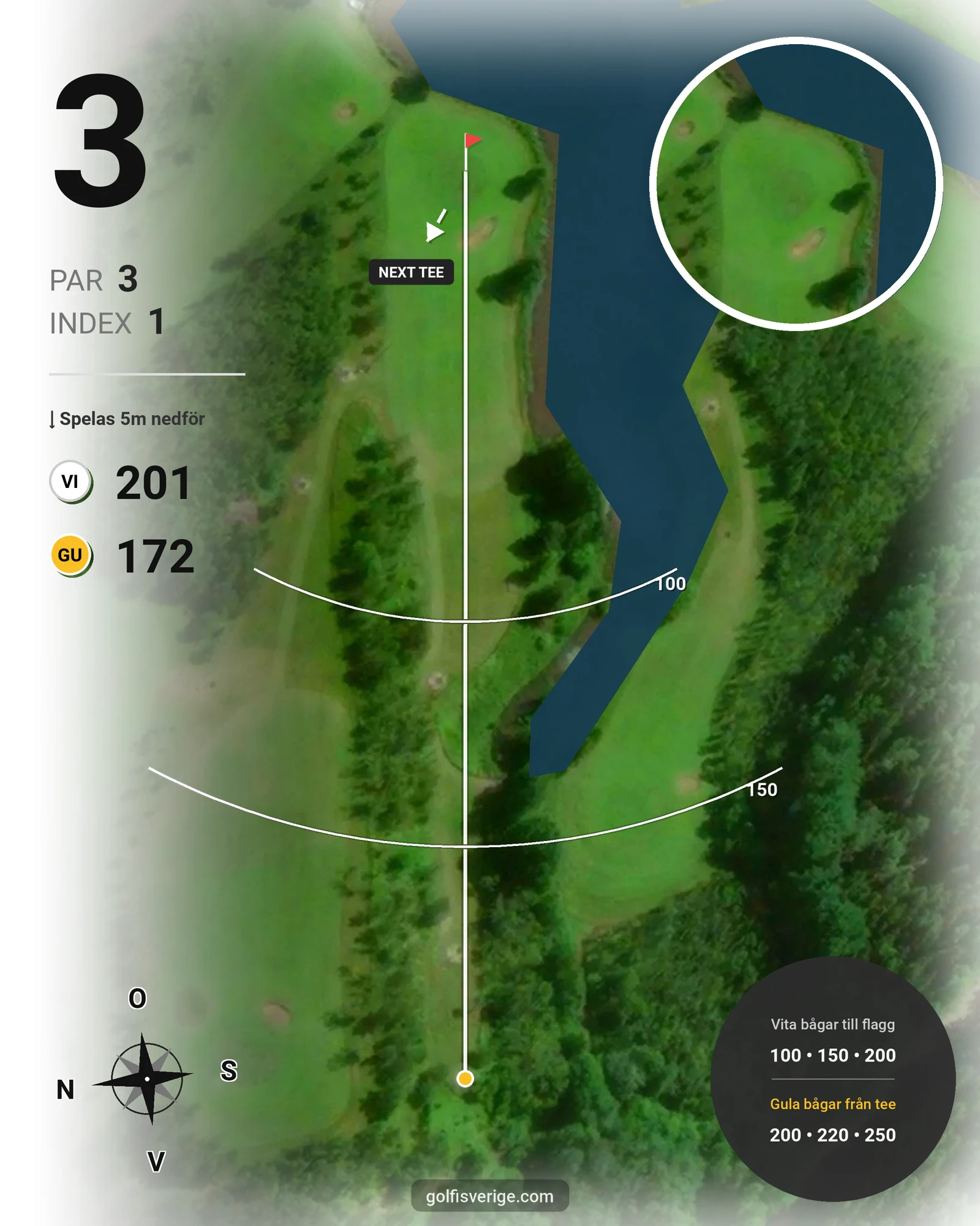 Banguide Bryttsätter Golf på Bryttsätter Golfklubb - Hål 3 karta