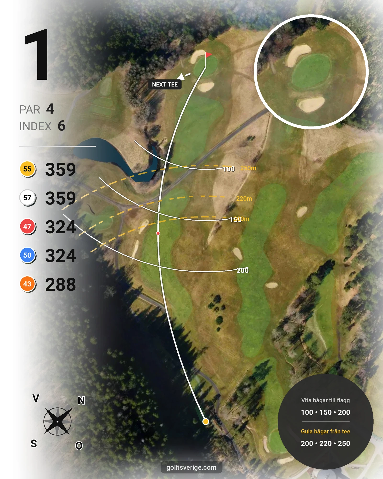 Banguide ChGK-18 Hål på Chalmers Golfklubb - Hål 1 karta