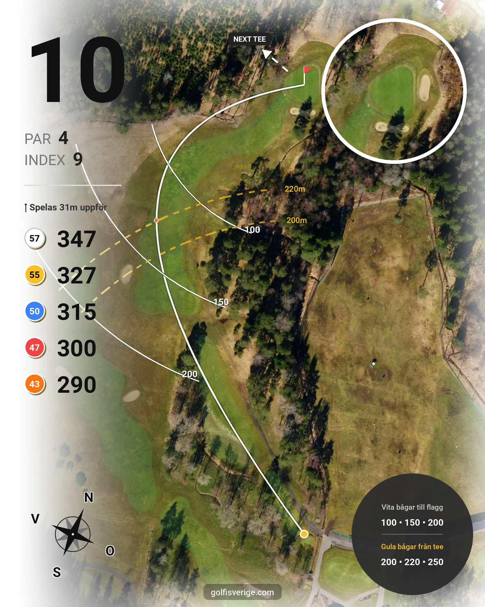 Banguide ChGK-18 Hål på Chalmers Golfklubb - Hål 10 karta