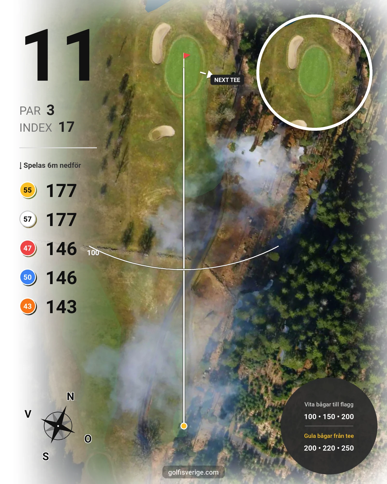 Banguide ChGK-18 Hål på Chalmers Golfklubb - Hål 11 karta