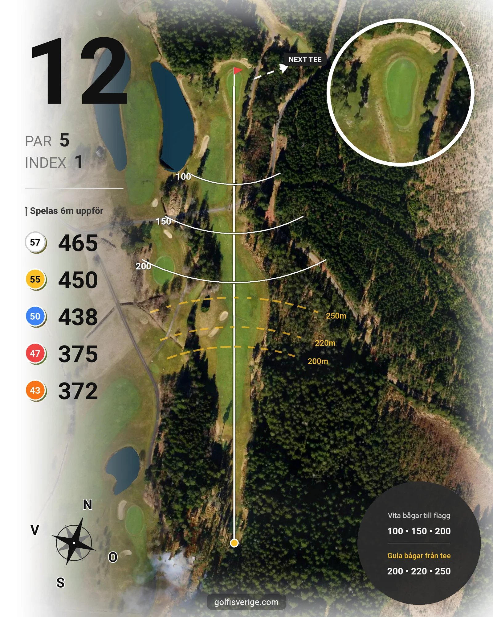 Banguide ChGK-18 Hål på Chalmers Golfklubb - Hål 12 karta