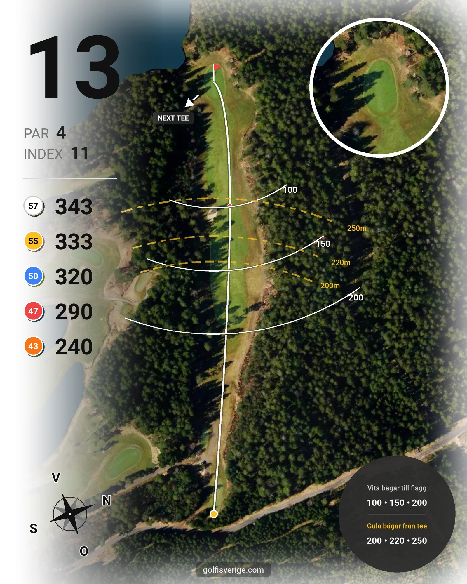 Banguide ChGK-18 Hål på Chalmers Golfklubb - Hål 13 karta