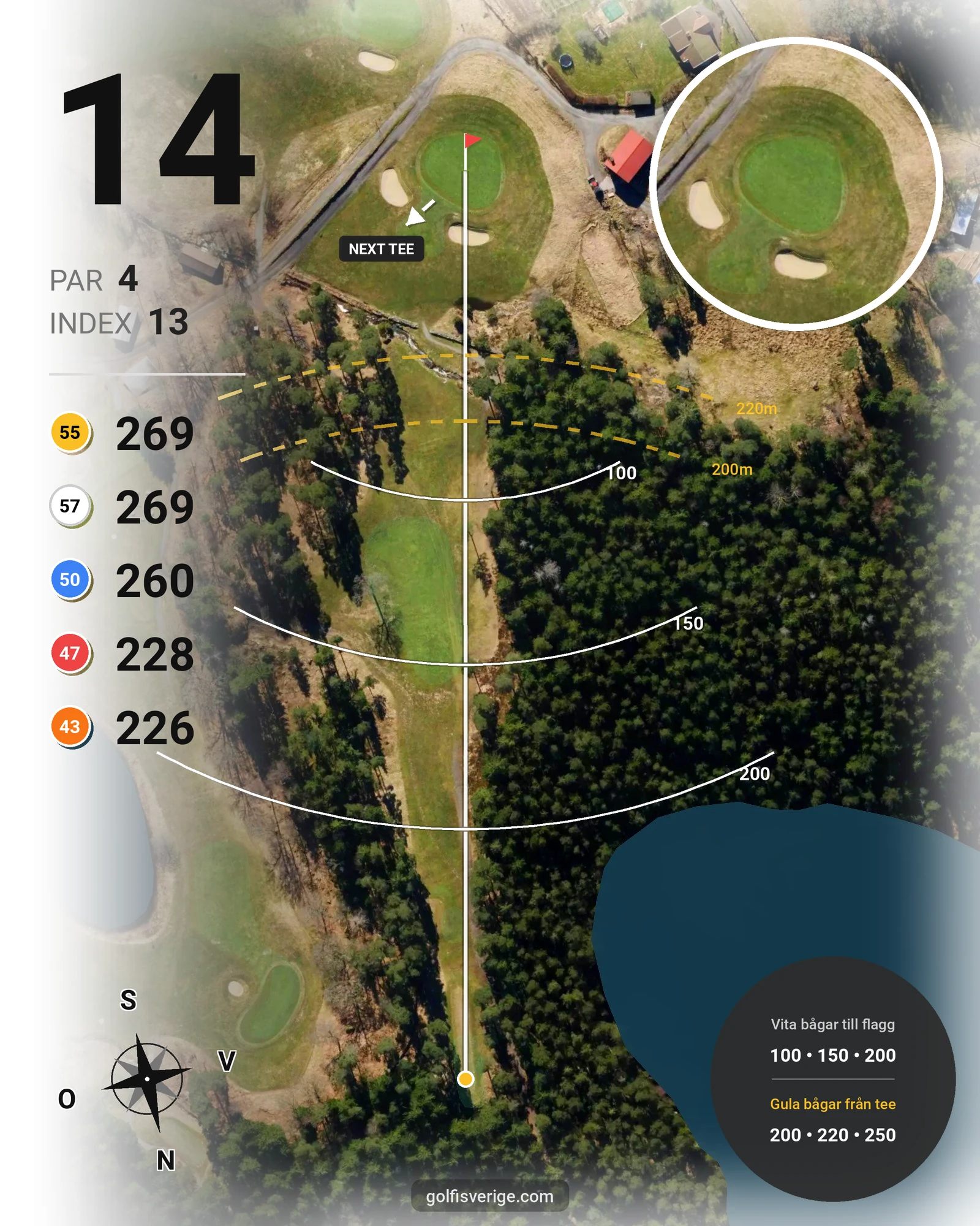 Banguide ChGK-18 Hål på Chalmers Golfklubb - Hål 14 karta