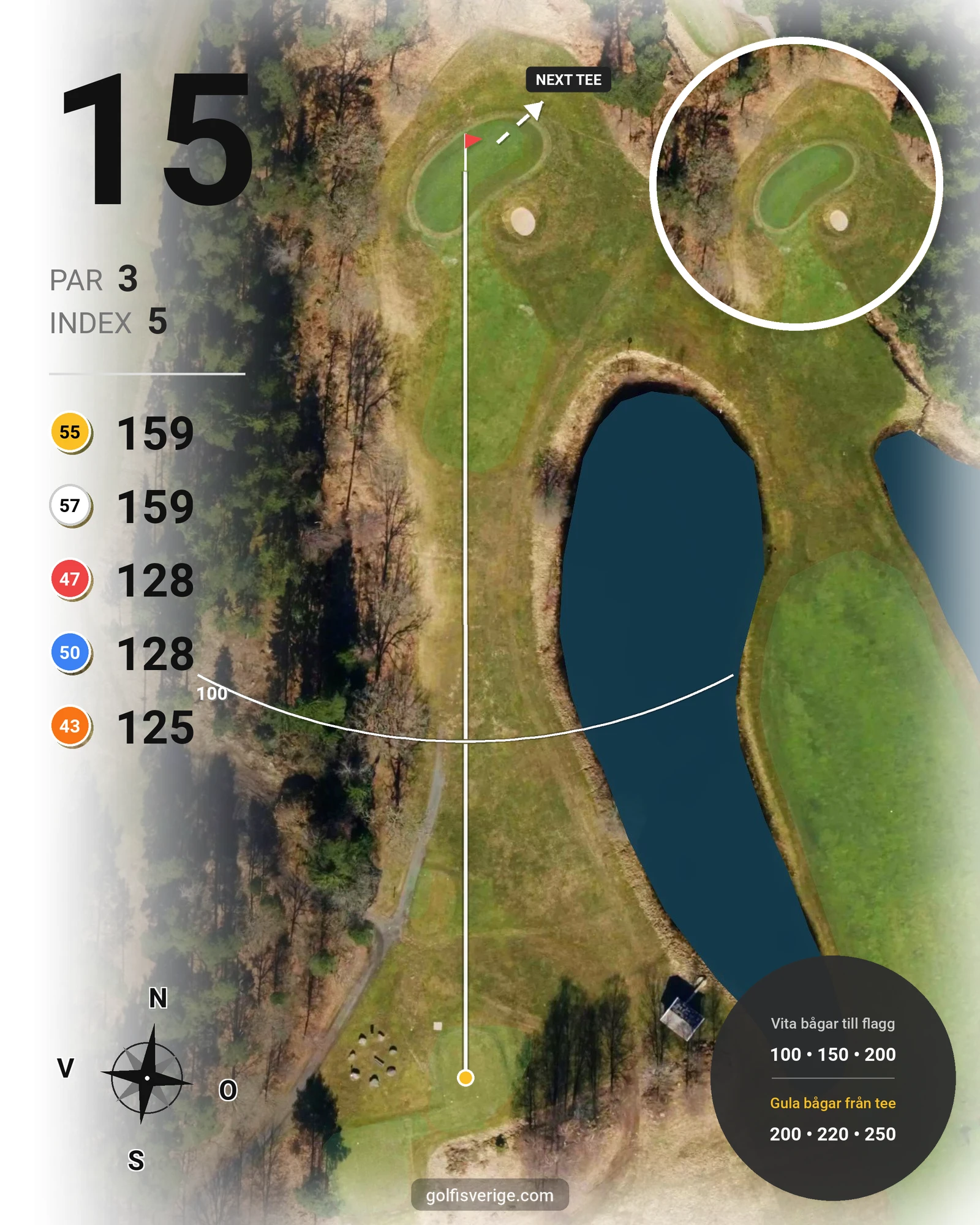 Banguide ChGK-18 Hål på Chalmers Golfklubb - Hål 15 karta