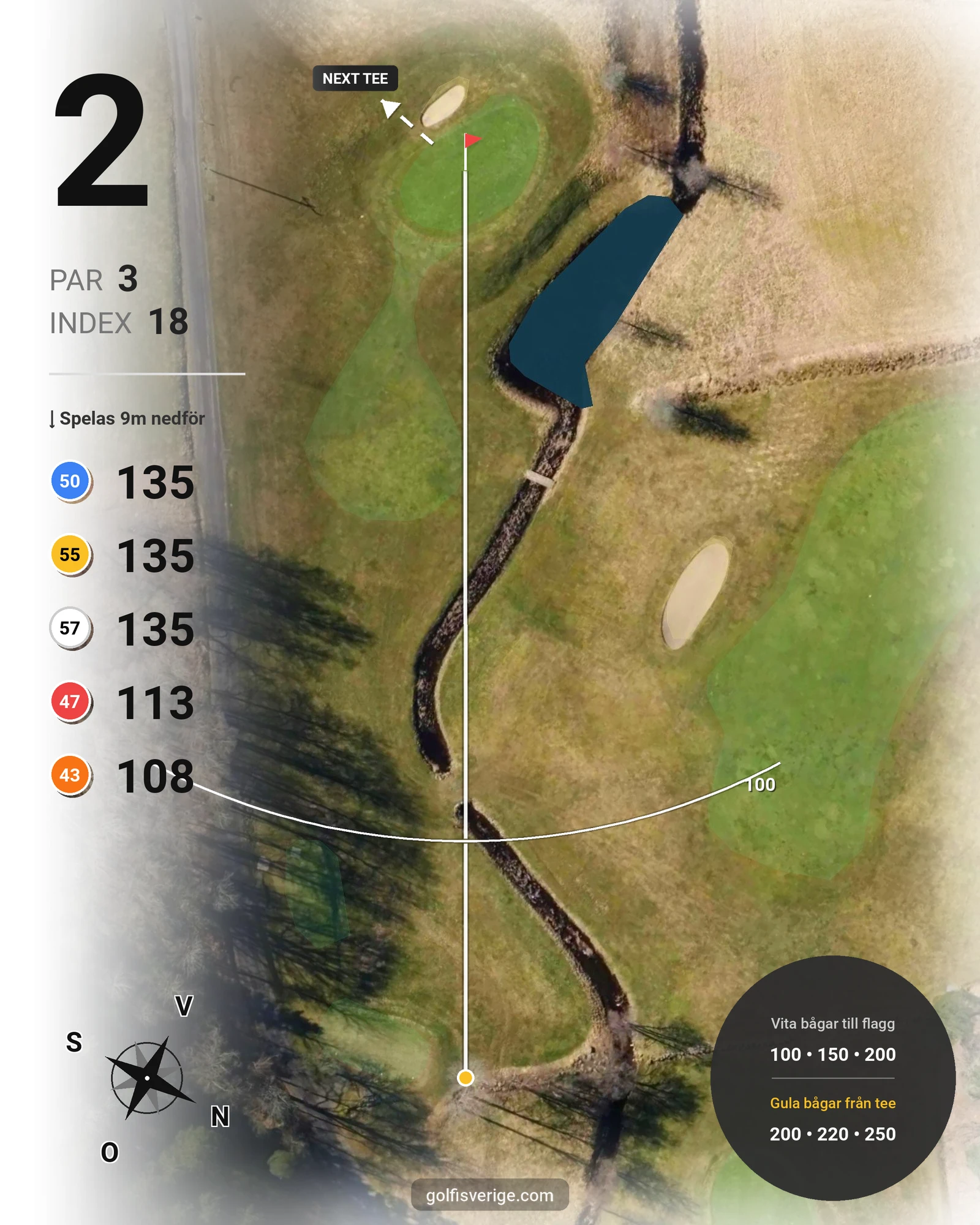 Banguide ChGK-18 Hål på Chalmers Golfklubb - Hål 2 karta