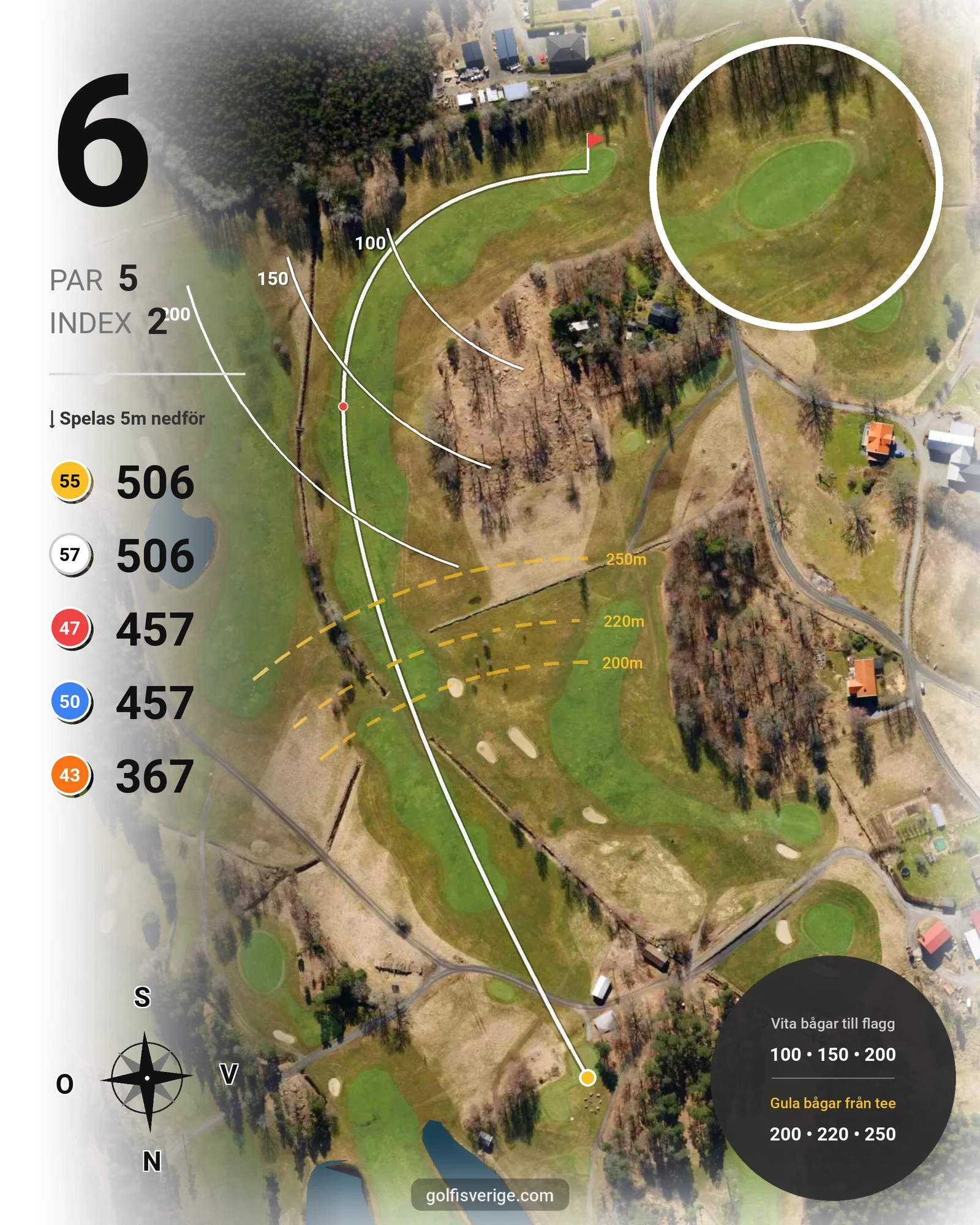 Banguide ChGK-18 Hål på Chalmers Golfklubb - Hål 6 karta