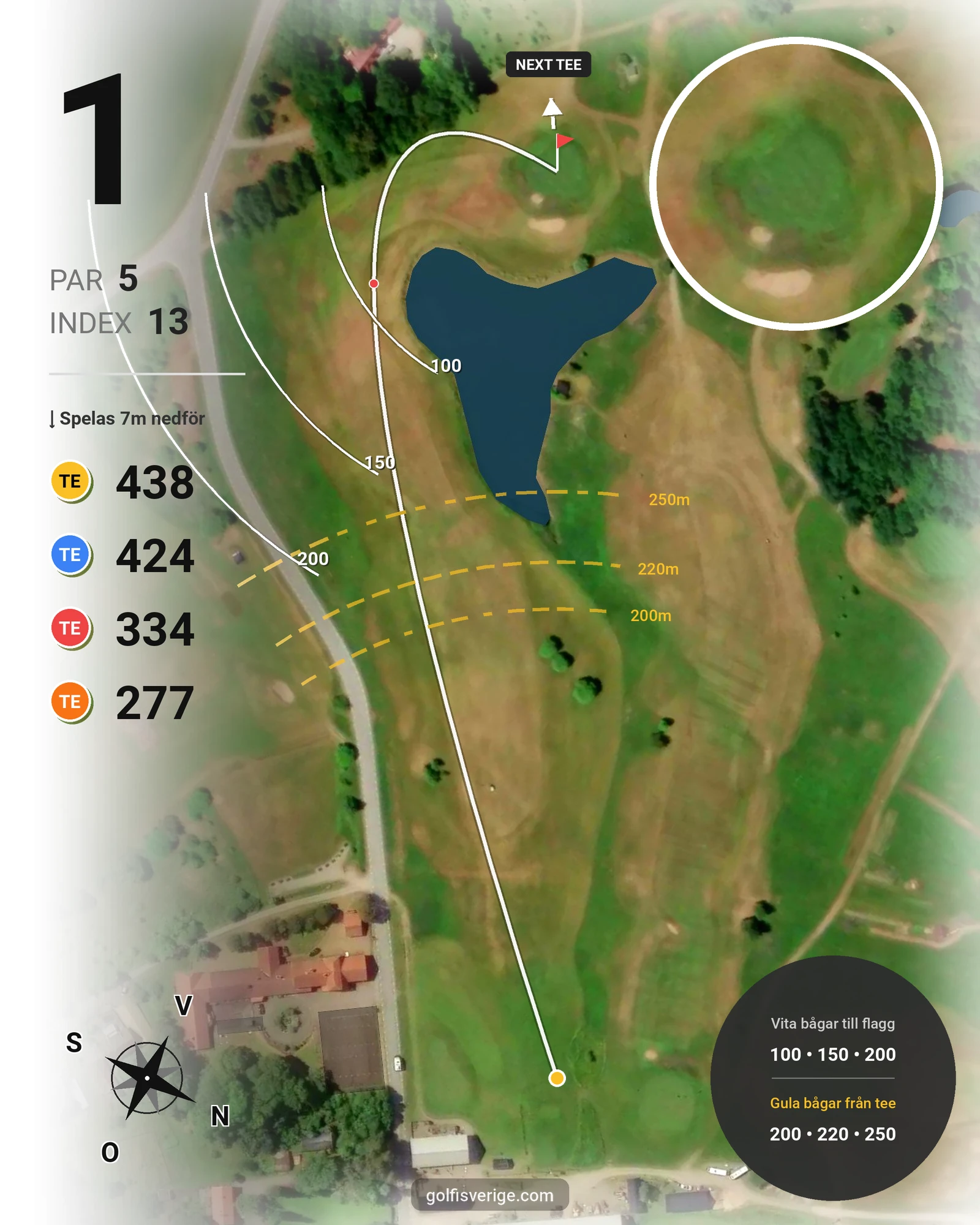 Banguide Dagsholm på Dagsholm Golfklubb - Hål 1 karta