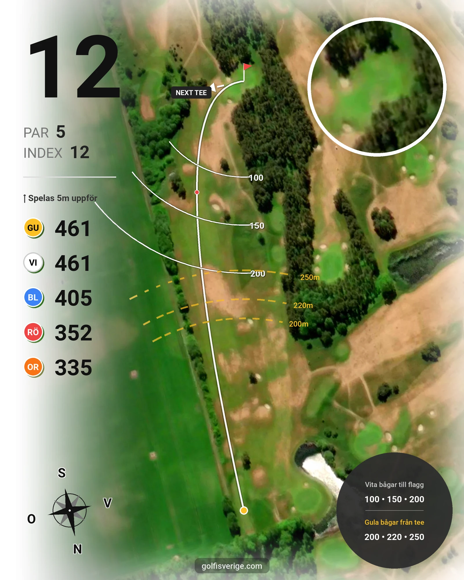 Banguide Slottsbanan på Degeberga-Widtsköfle Golfklubb - Hål 12 karta