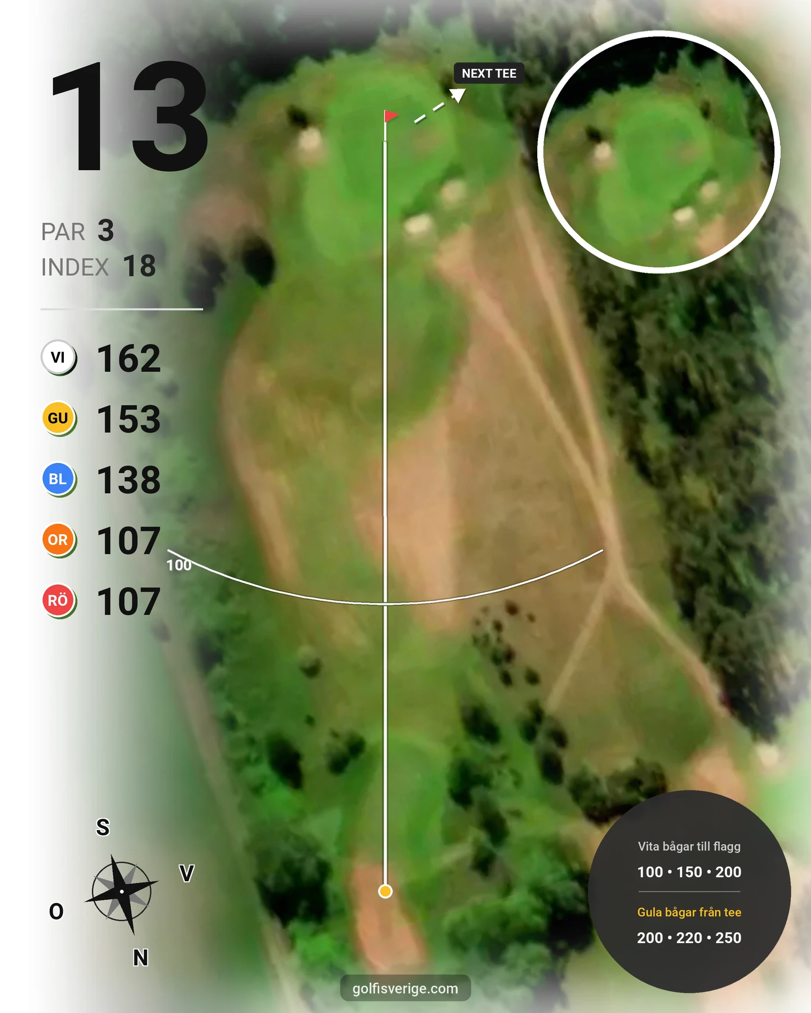 Banguide Slottsbanan på Degeberga-Widtsköfle Golfklubb - Hål 13 karta