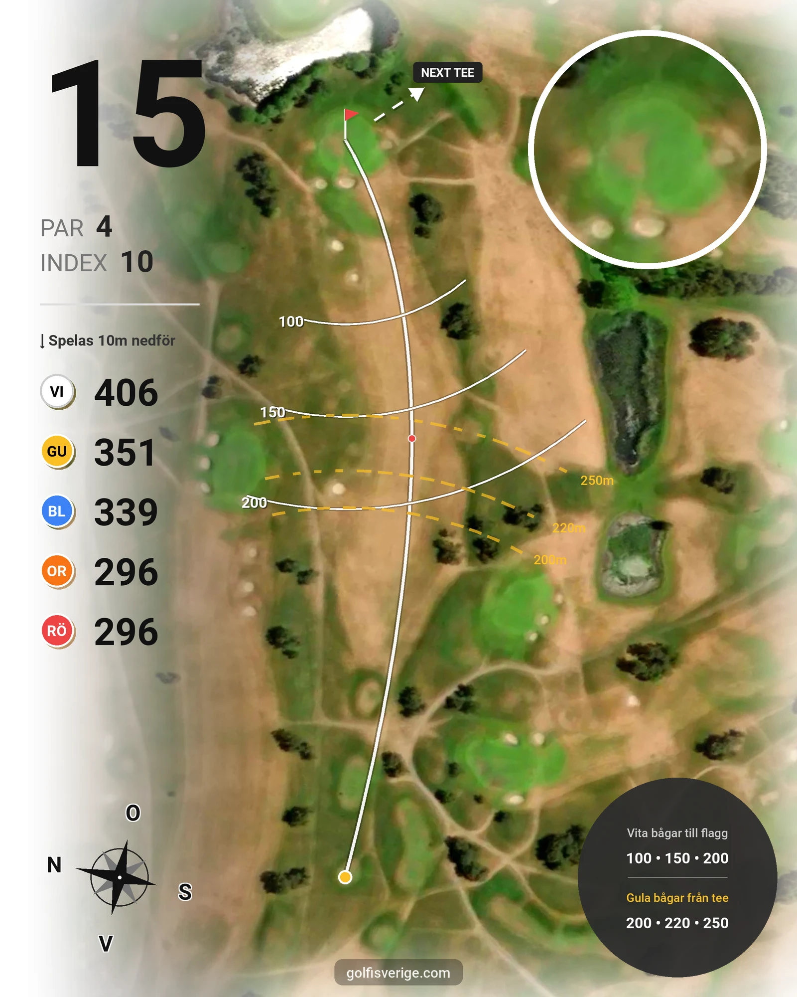 Banguide Slottsbanan på Degeberga-Widtsköfle Golfklubb - Hål 15 karta