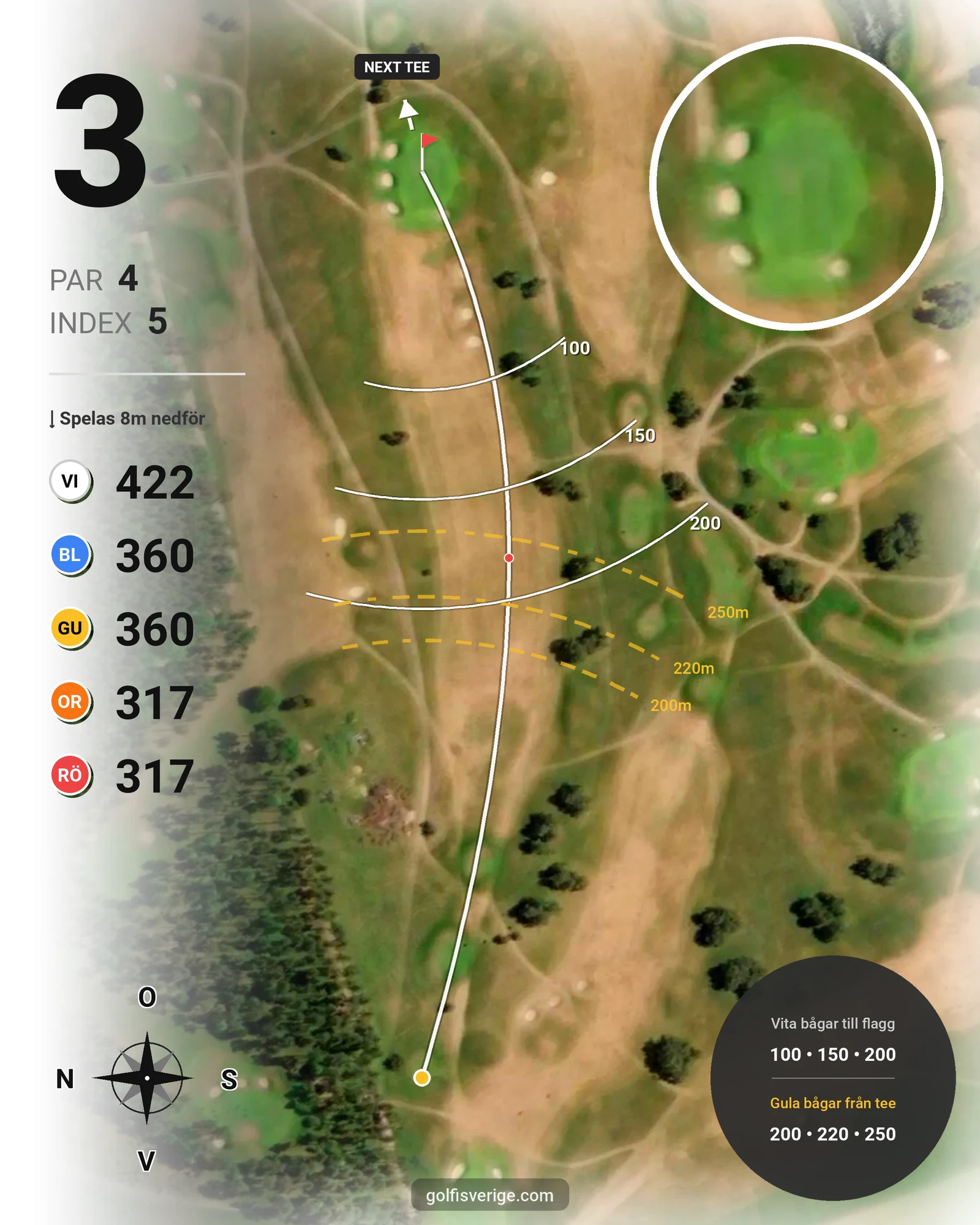 Banguide Slottsbanan på Degeberga-Widtsköfle Golfklubb - Hål 3 karta
