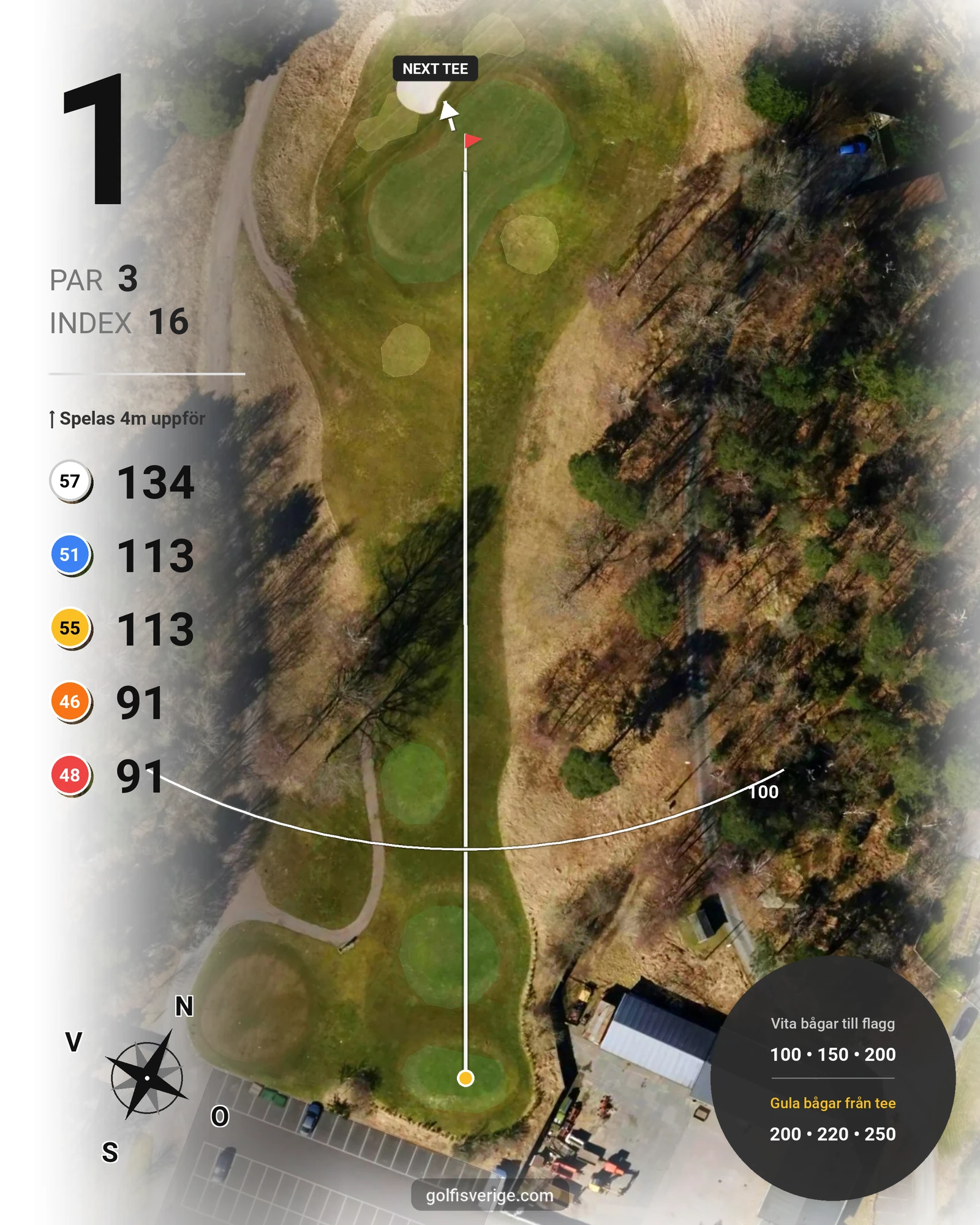 Banguide Delsjö GK på Delsjö Golfklubb - Hål 1 karta
