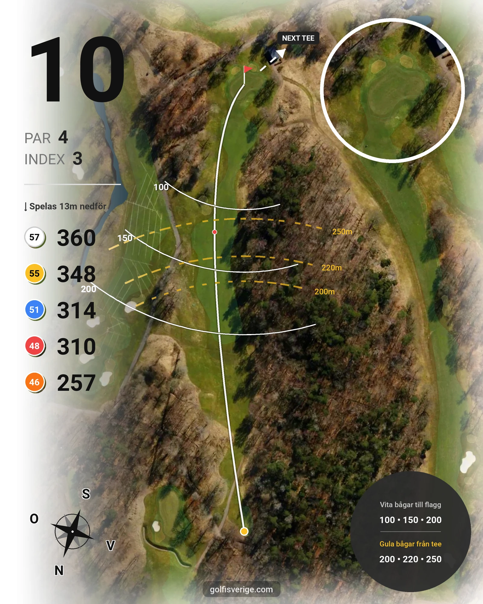 Banguide Delsjö GK på Delsjö Golfklubb - Hål 10 karta