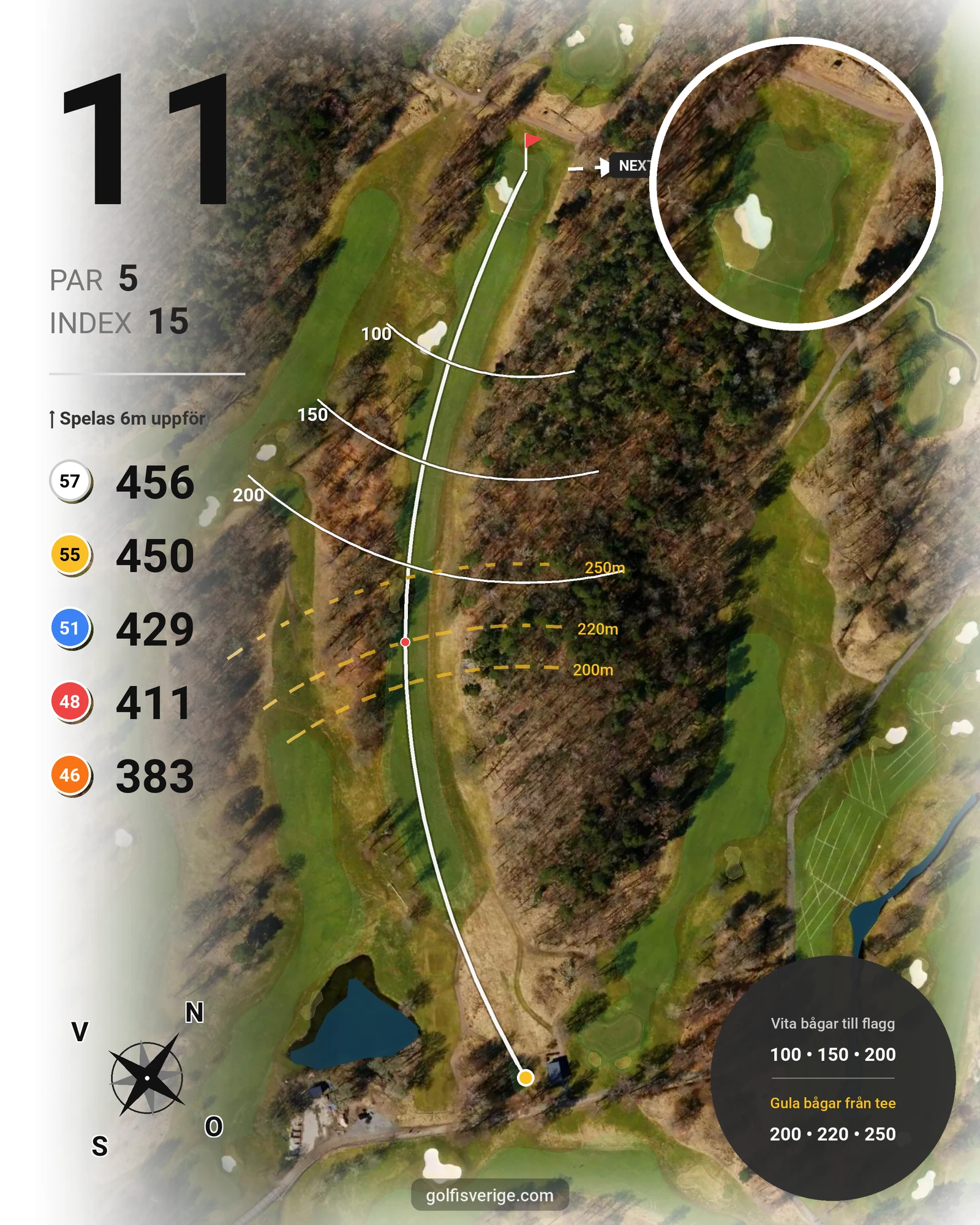 Banguide Delsjö GK på Delsjö Golfklubb - Hål 11 karta